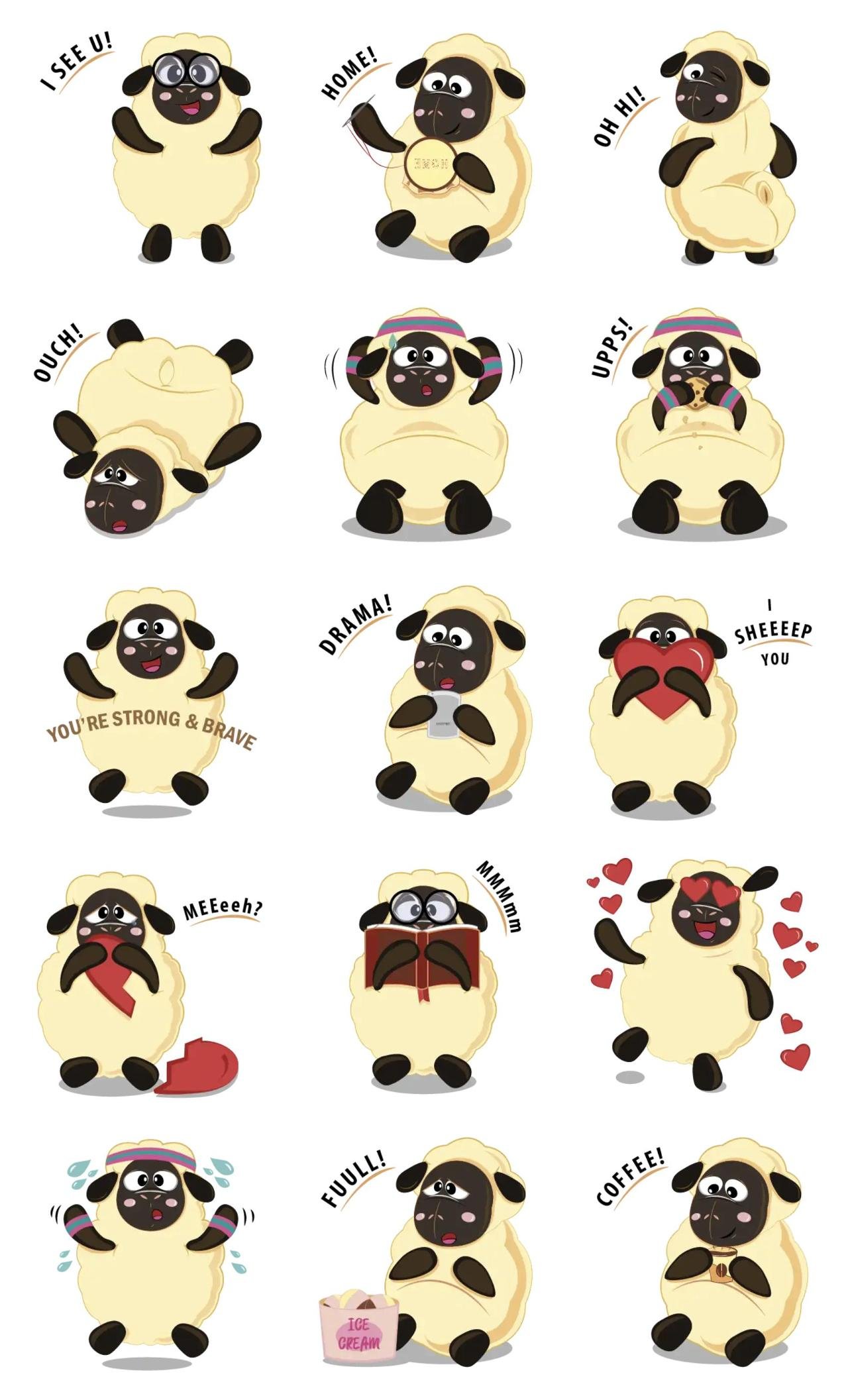 SHEEP-AHOY 2 Animals,Food/Drink sticker pack for Whatsapp, Telegram, Signal, and others chatting and message apps