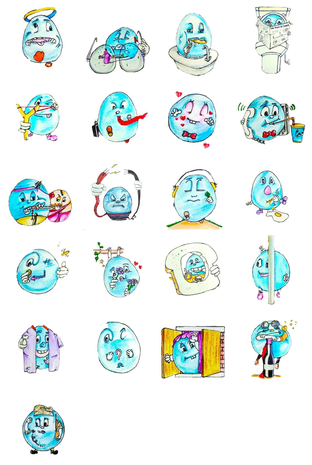 TheBlueEggsCollection Animation/Cartoon sticker pack for Whatsapp, Telegram, Signal, and others chatting and message apps