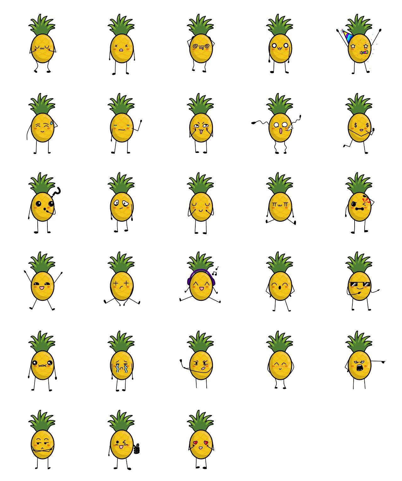 Cool pineapple Food/Drink,Etc. sticker pack for Whatsapp, Telegram, Signal, and others chatting and message apps
