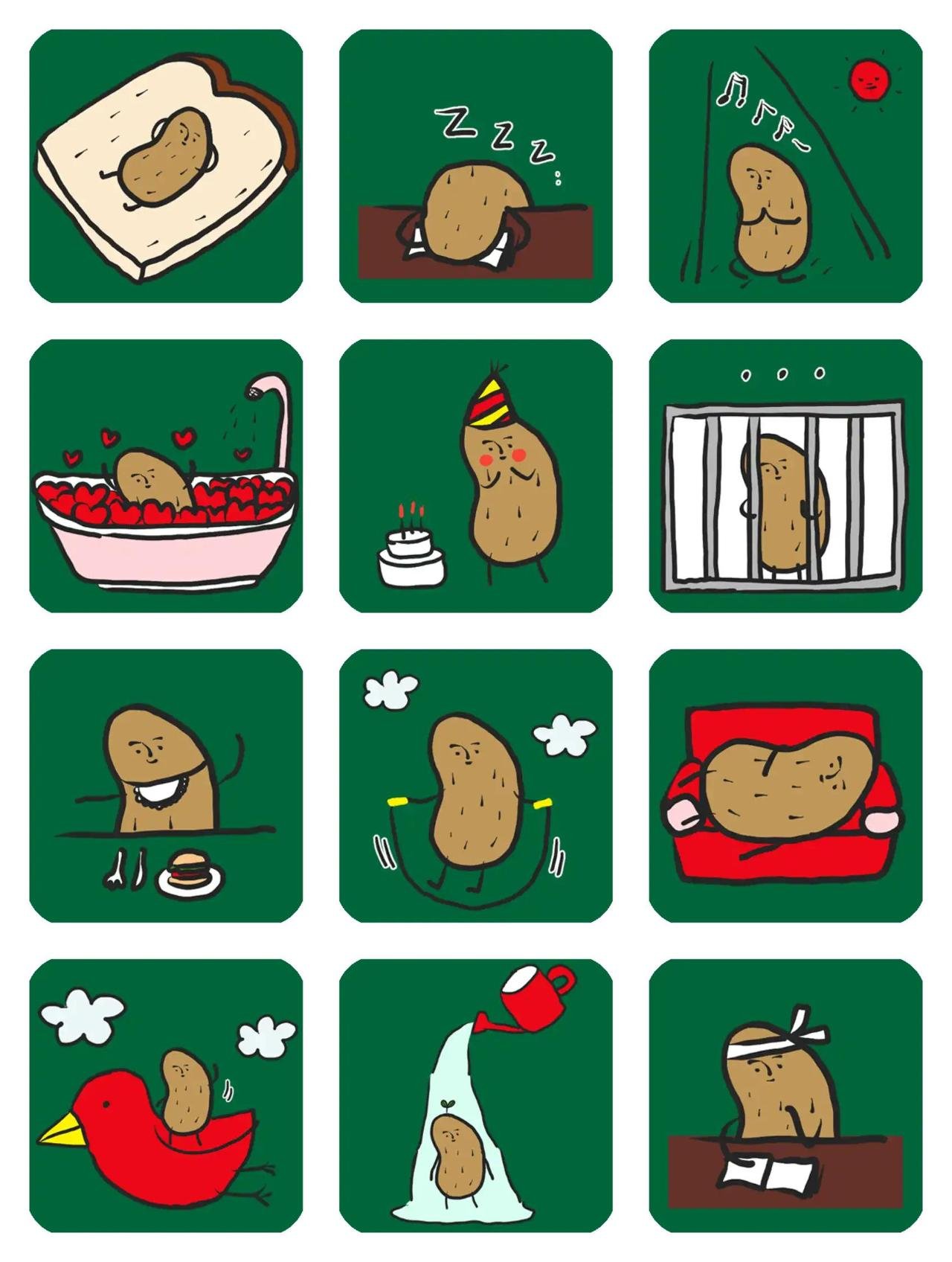 HAPPY PEANUT 02 Food/Drink,Gag sticker pack for Whatsapp, Telegram, Signal, and others chatting and message apps