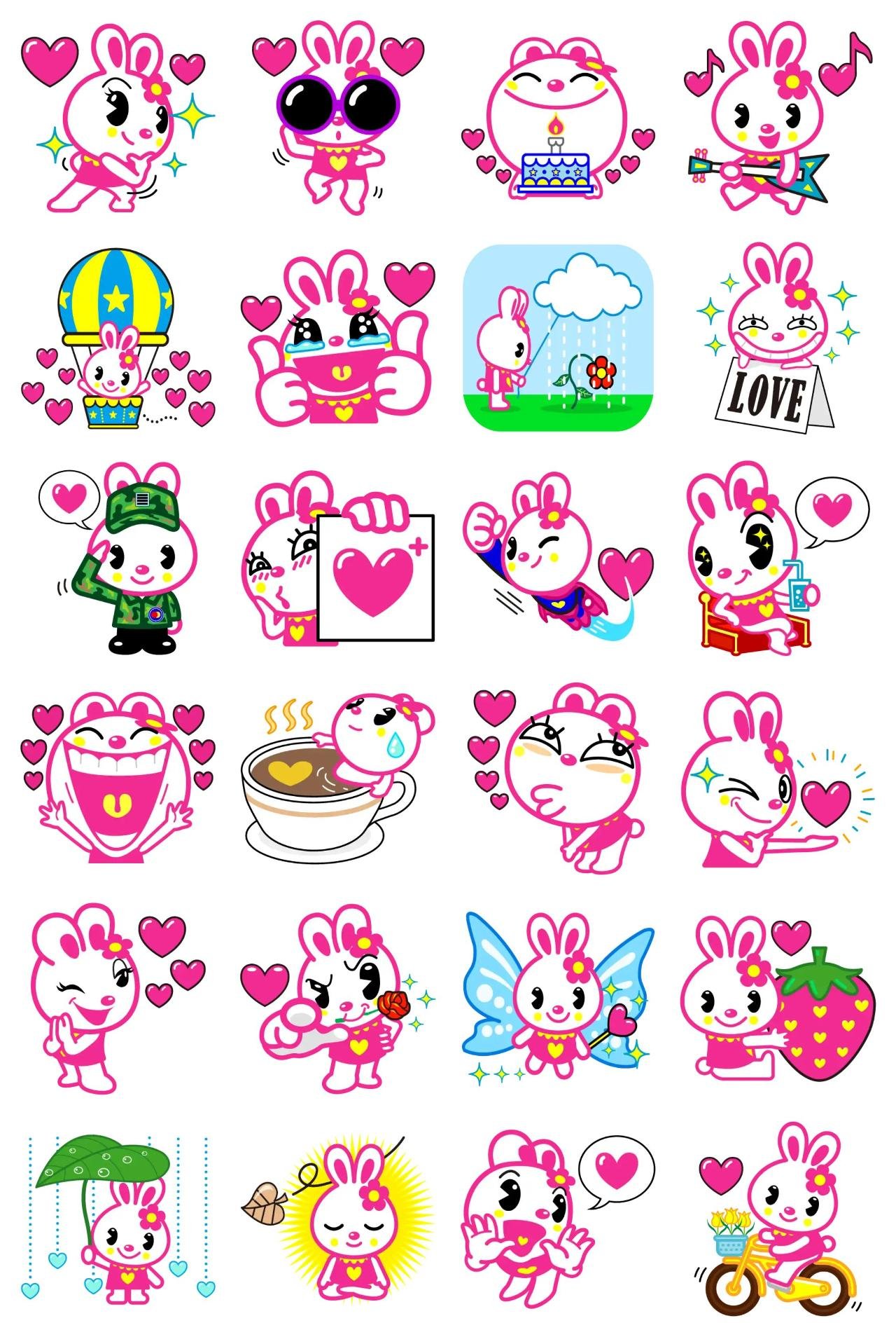 Positive Rabbit Hipani 3 Animals sticker pack for Whatsapp, Telegram, Signal, and others chatting and message apps