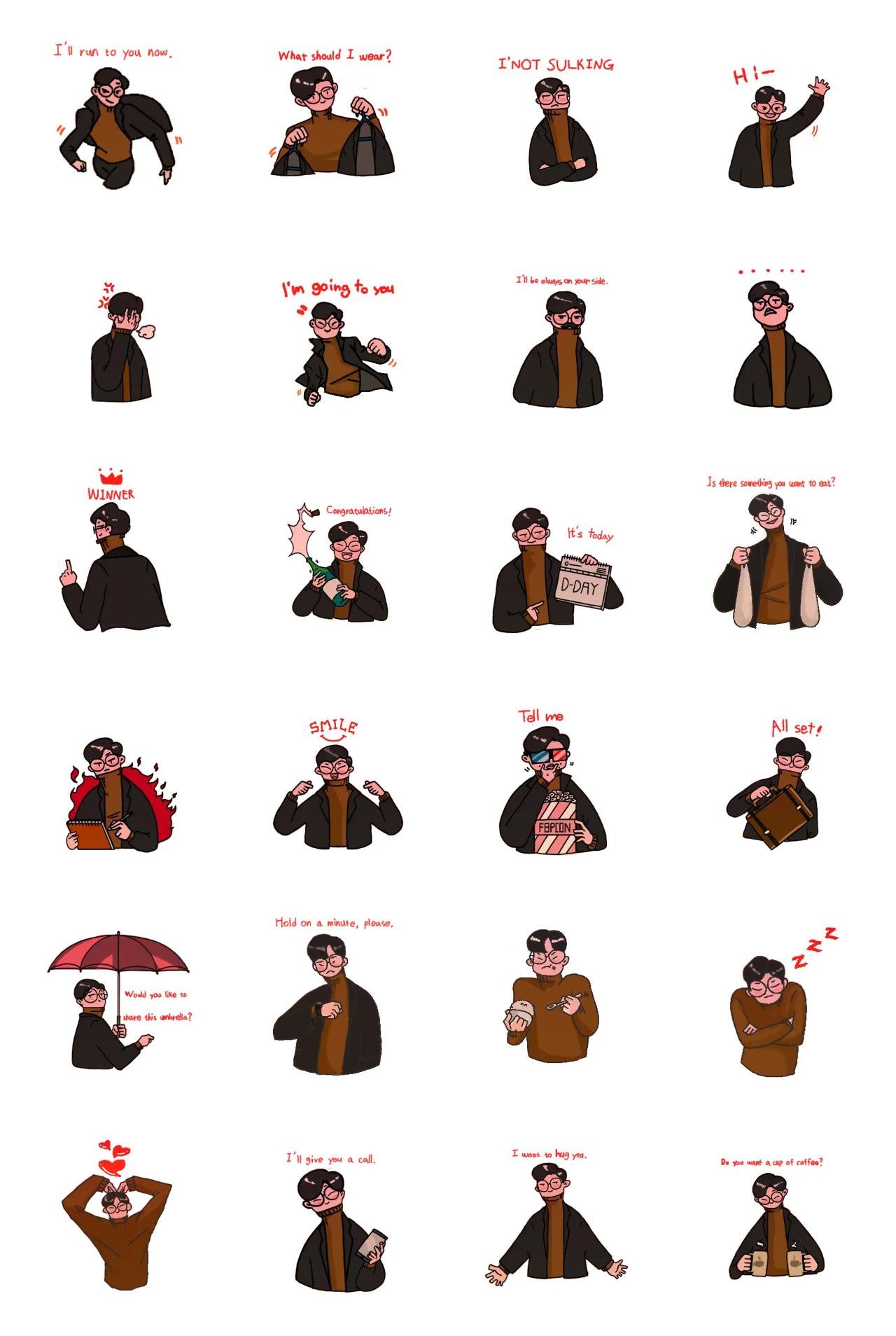 Your warm boyfriend Romance sticker pack for Whatsapp, Telegram, Signal, and others chatting and message apps
