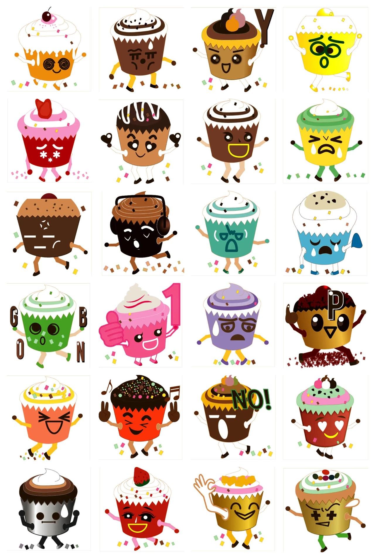 select your cupcake! Animation/Cartoon,Food/Drink sticker pack for Whatsapp, Telegram, Signal, and others chatting and message apps