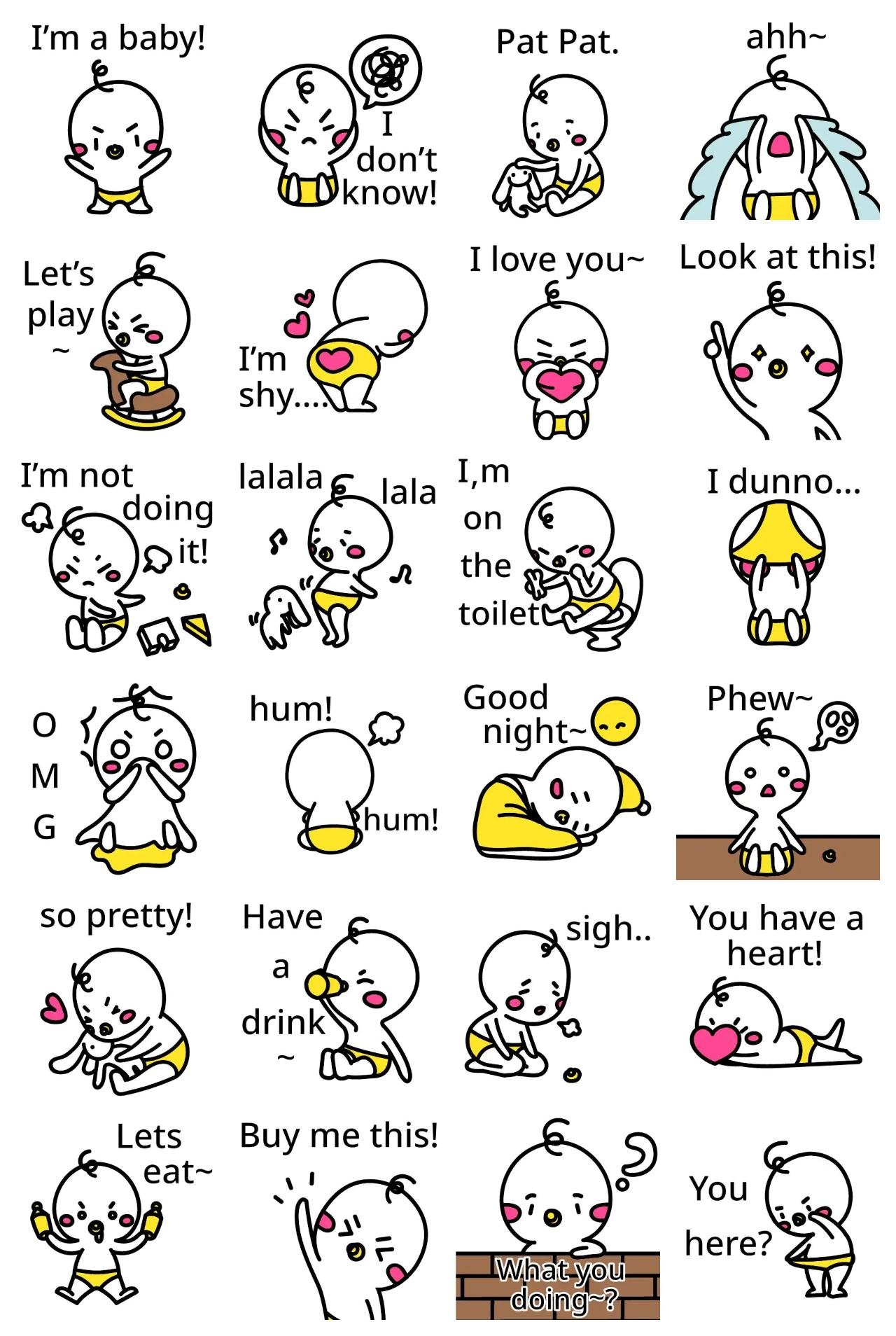 I'm a baby! Animation/Cartoon,People sticker pack for Whatsapp, Telegram, Signal, and others chatting and message apps