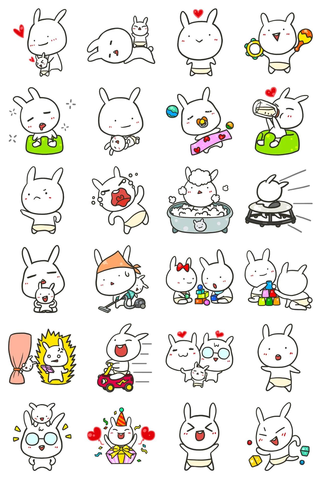 Happy rabbit family Animation/Cartoon,Animals sticker pack for Whatsapp, Telegram, Signal, and others chatting and message apps