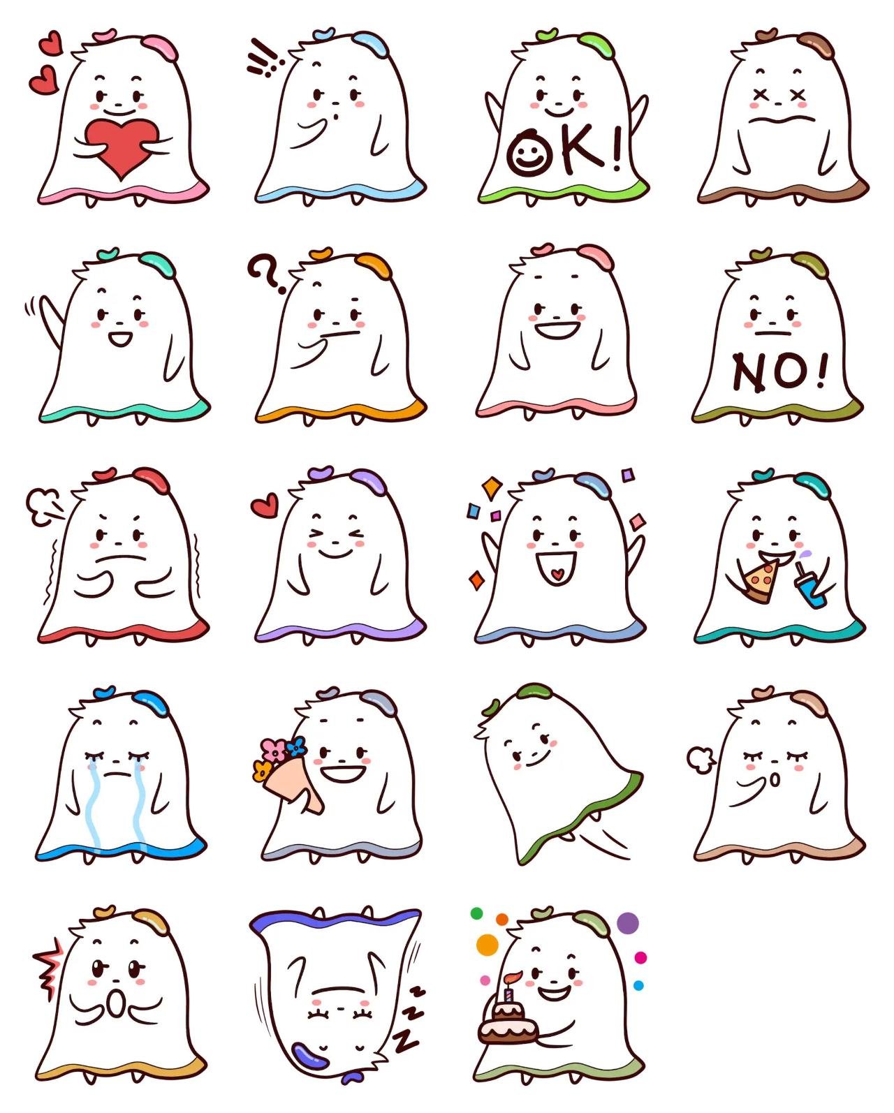 Jelly Bean Ghost Animation/Cartoon,Halloween sticker pack for Whatsapp, Telegram, Signal, and others chatting and message apps