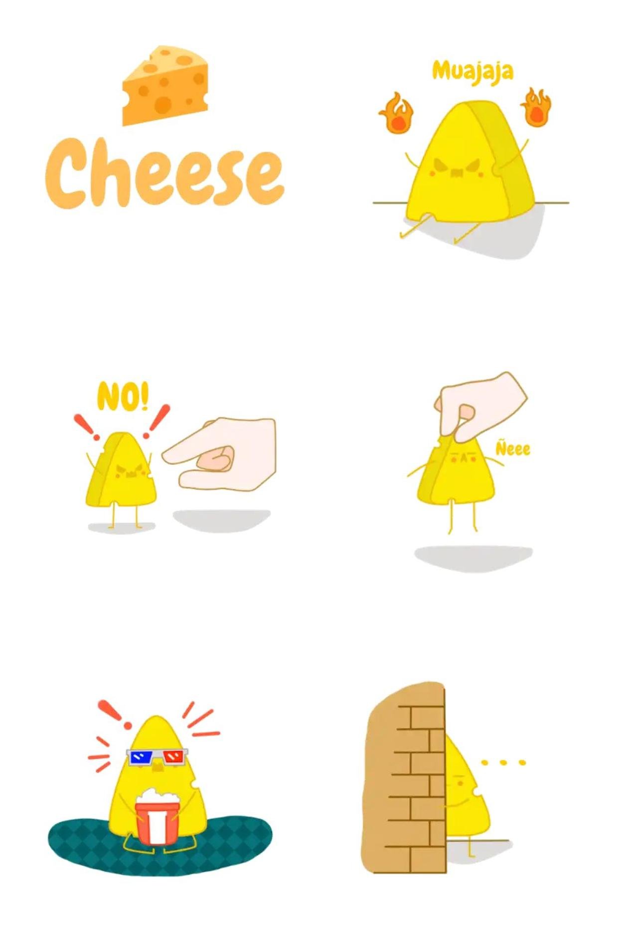 Cheese Animation/Cartoon sticker pack for Whatsapp, Telegram, Signal, and others chatting and message apps