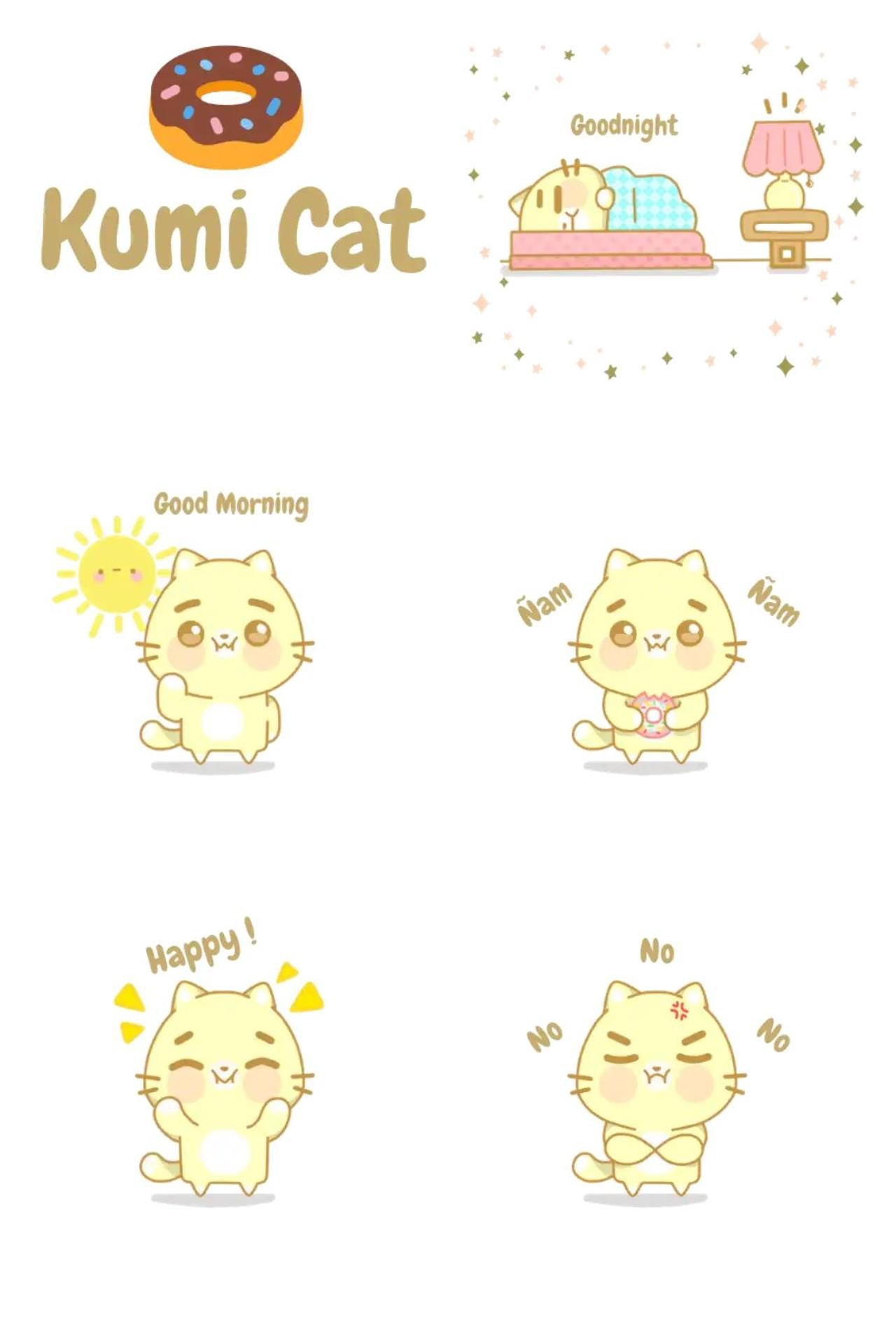 Kumi Cat Animation/Cartoon sticker pack for Whatsapp, Telegram, Signal, and others chatting and message apps