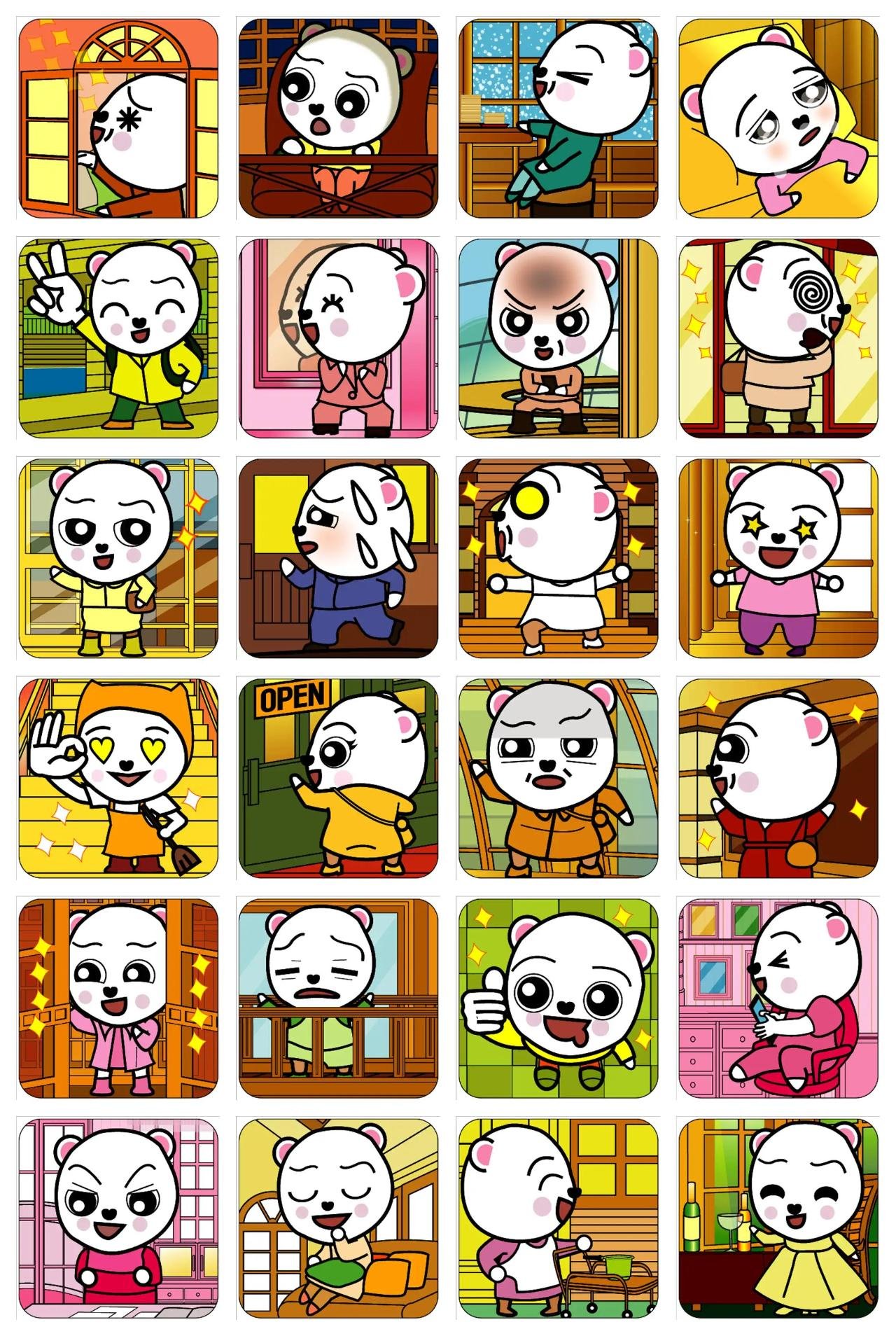 WHITE BEAR'S CITY LIFE Animation/Cartoon,Animals sticker pack for Whatsapp, Telegram, Signal, and others chatting and message apps