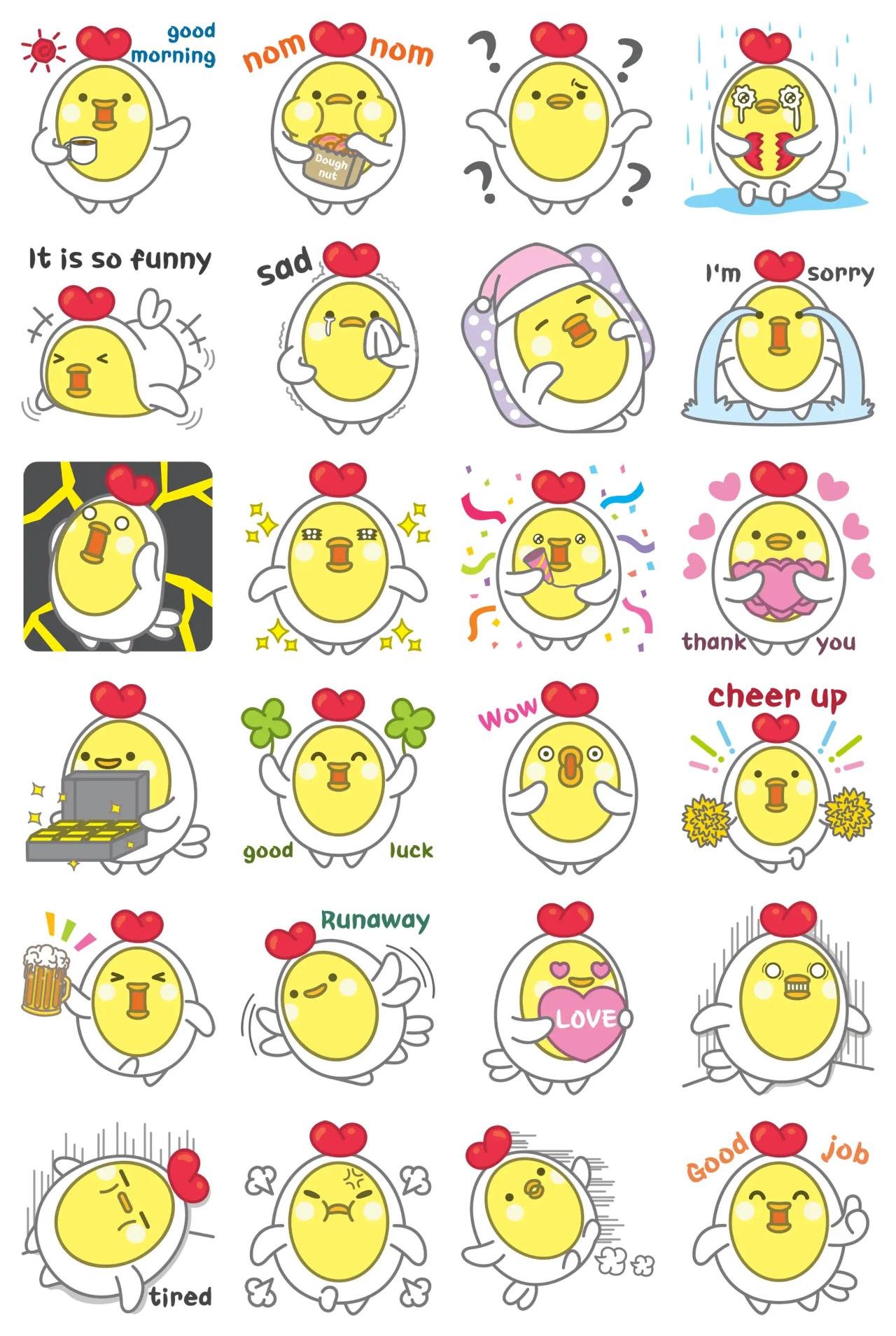 Egg chicken Animals,Food/Drink sticker pack for Whatsapp, Telegram, Signal, and others chatting and message apps