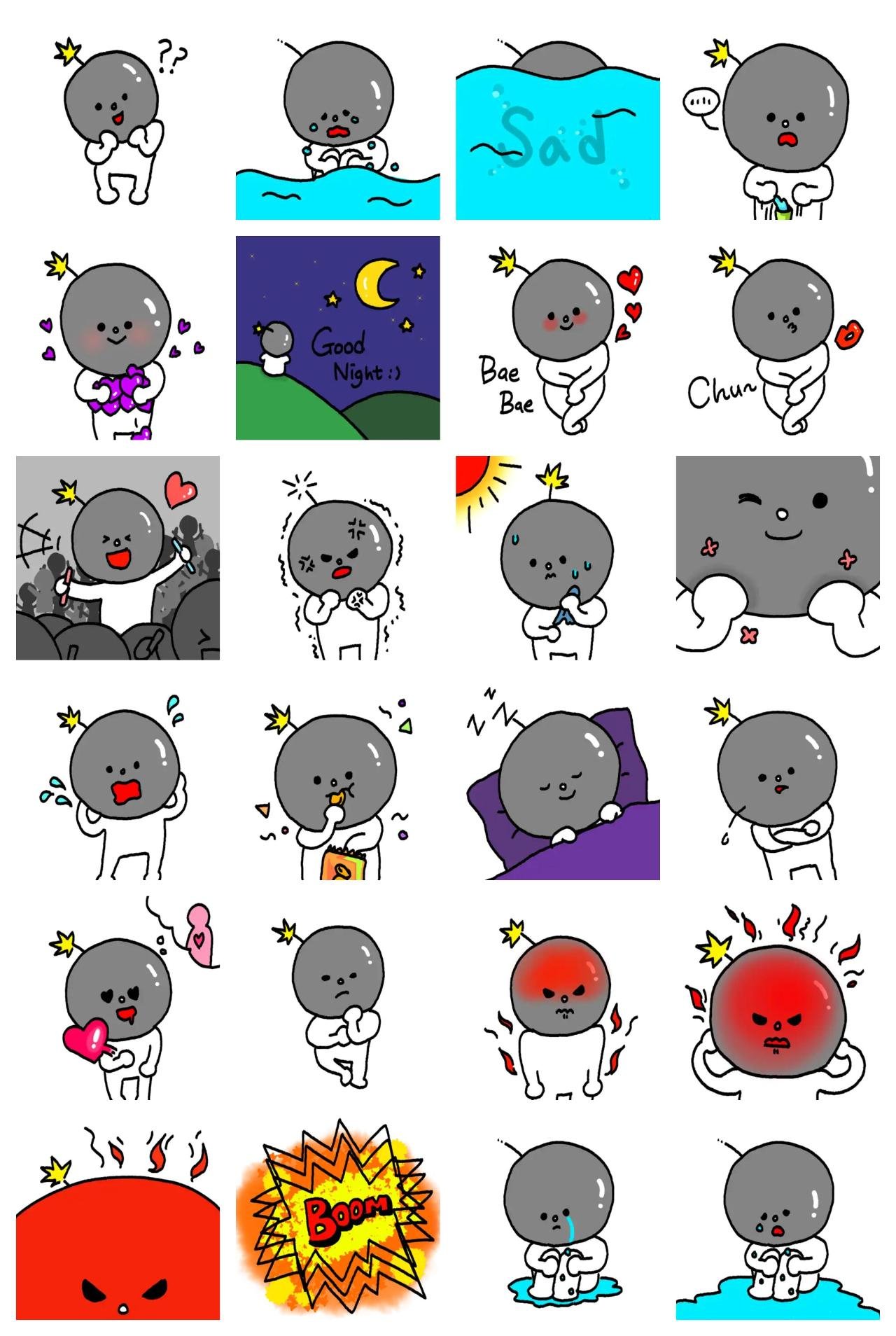 Bomb Bomb Etc. sticker pack for Whatsapp, Telegram, Signal, and others chatting and message apps