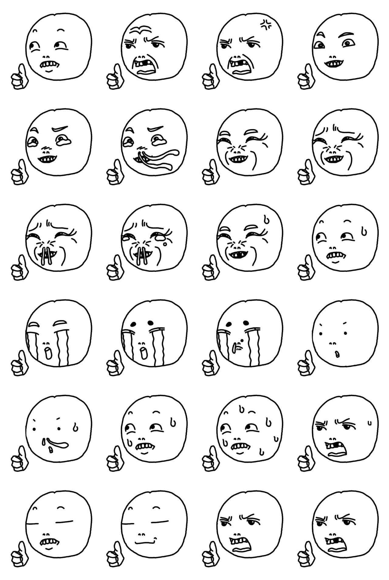 funny round face 3 Gag,People sticker pack for Whatsapp, Telegram, Signal, and others chatting and message apps