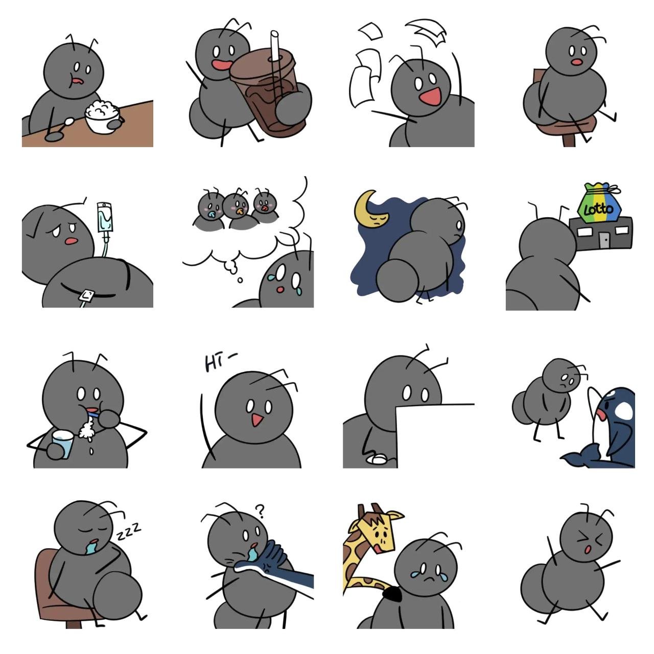 Ant Kim Animals sticker pack for Whatsapp, Telegram, Signal, and others chatting and message apps