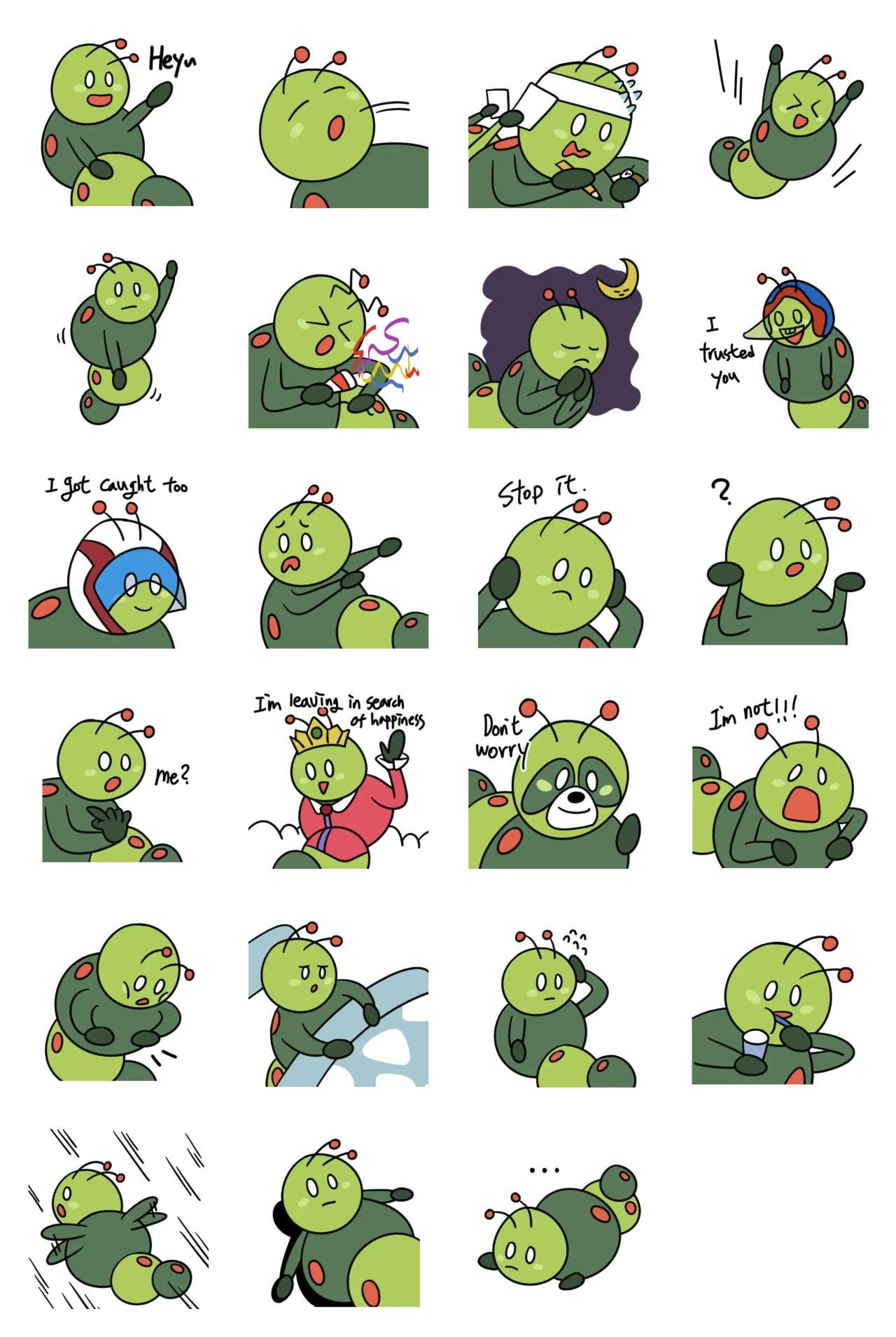Green buggy Animals sticker pack for Whatsapp, Telegram, Signal, and others chatting and message apps