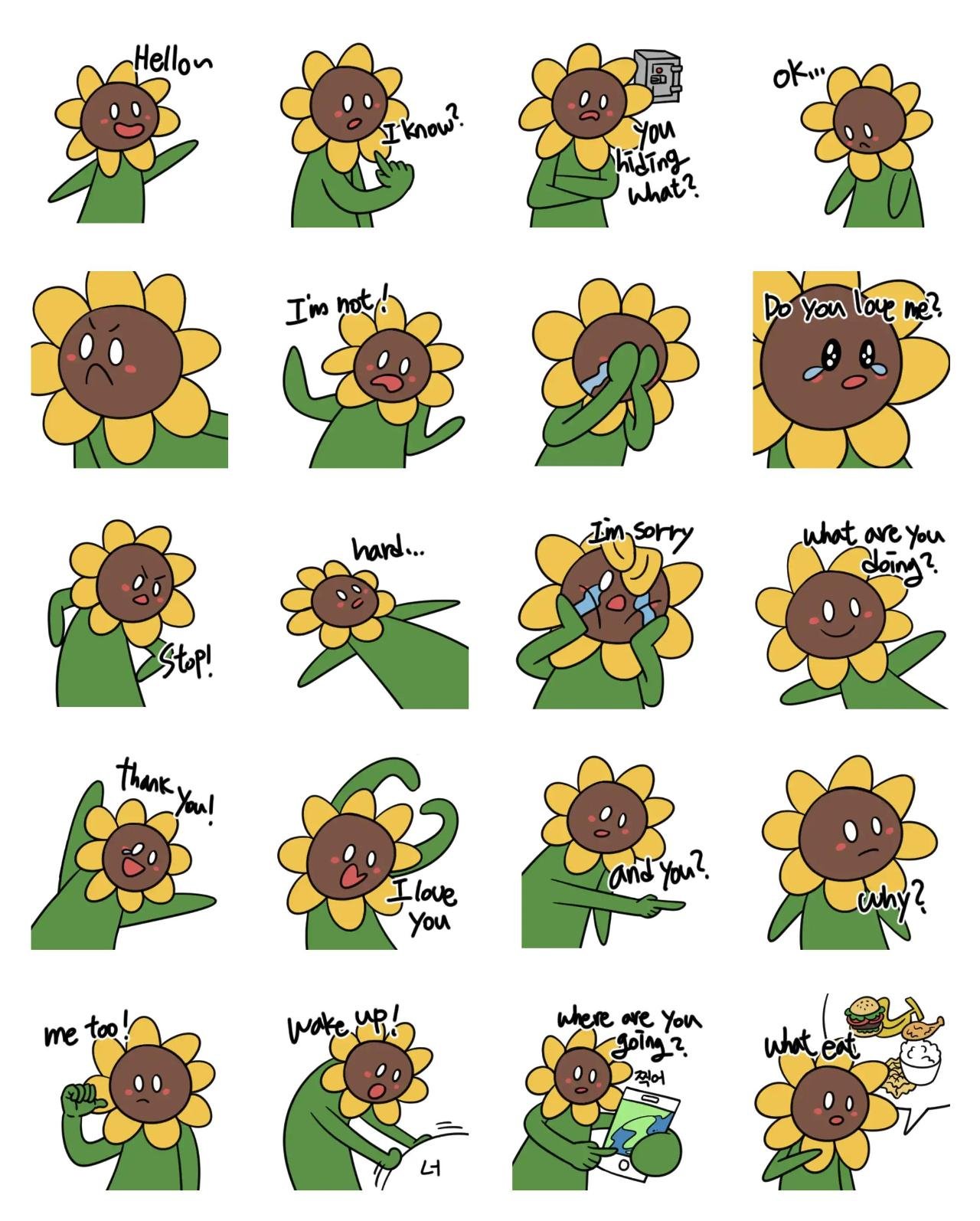 Sunflowers that want you Animation/Cartoon,Etc. sticker pack for Whatsapp, Telegram, Signal, and others chatting and message apps