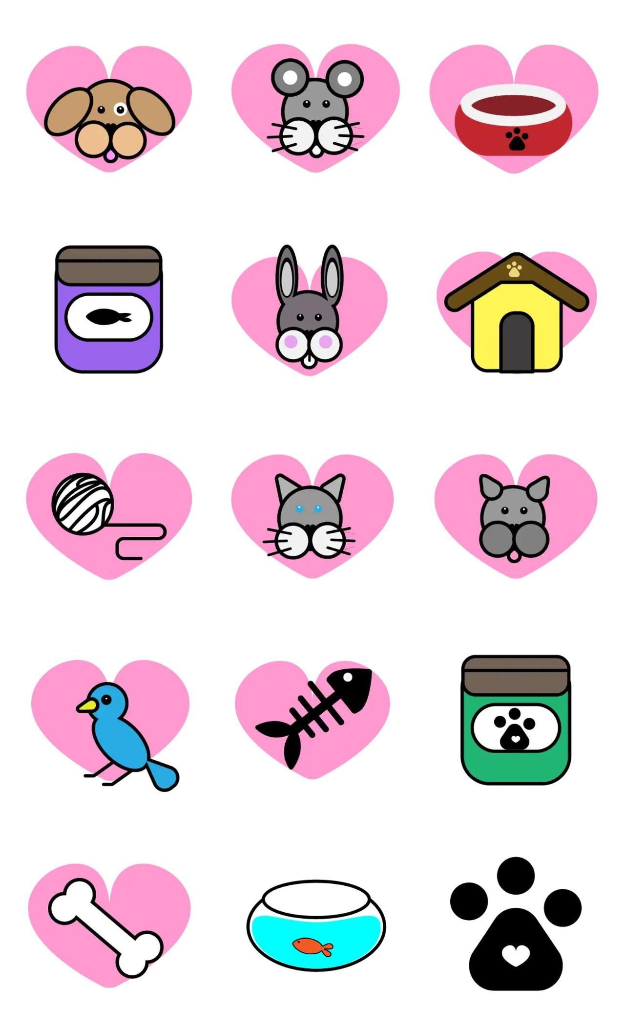 love pets Animation/Cartoon,Animals sticker pack for Whatsapp, Telegram, Signal, and others chatting and message apps