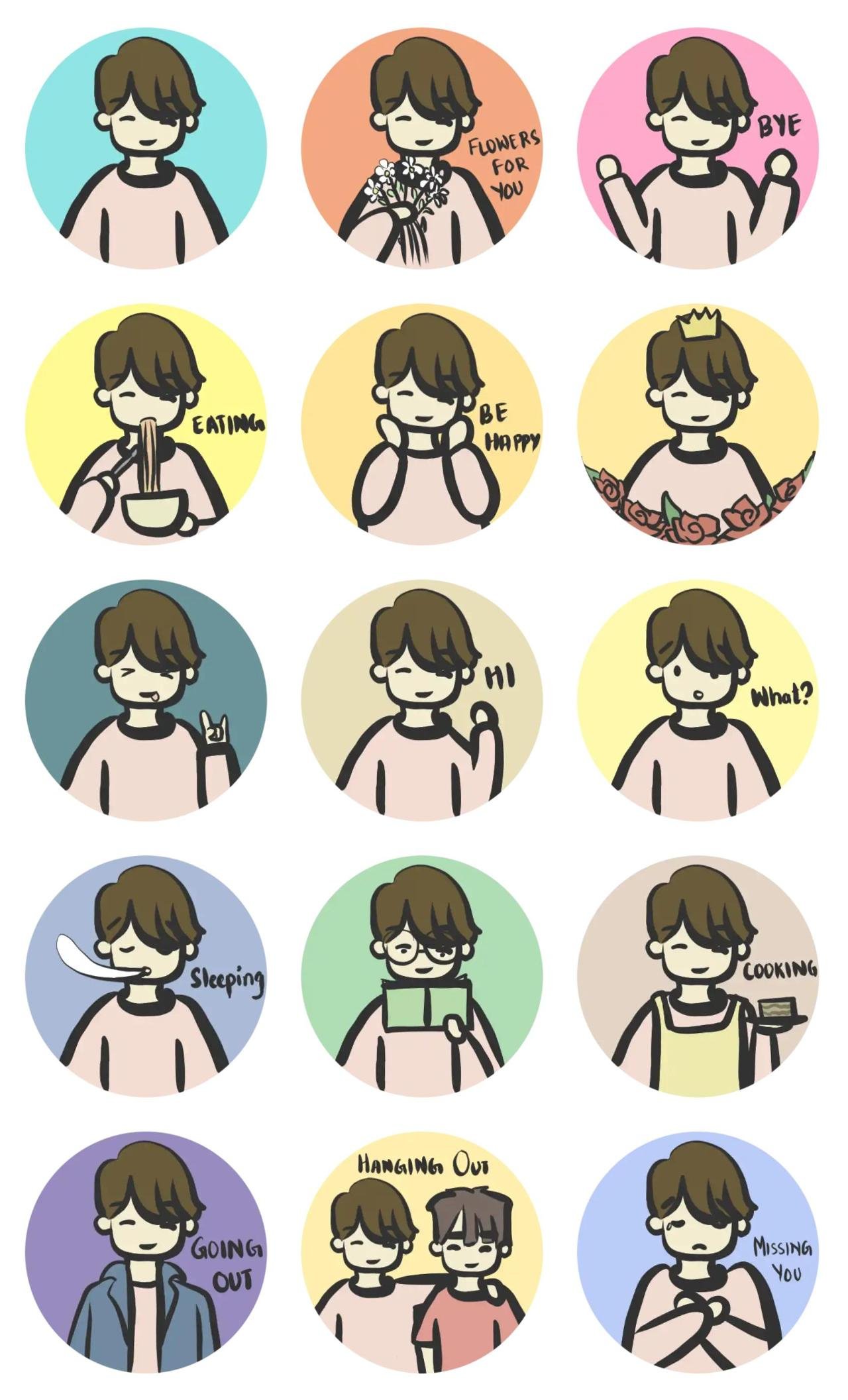 Cute Boy People sticker pack for Whatsapp, Telegram, Signal, and others chatting and message apps