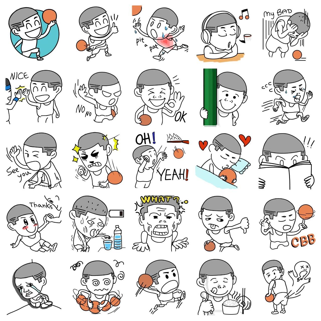 The buzz cut boy loves baseball People,Sports sticker pack for Whatsapp, Telegram, Signal, and others chatting and message apps