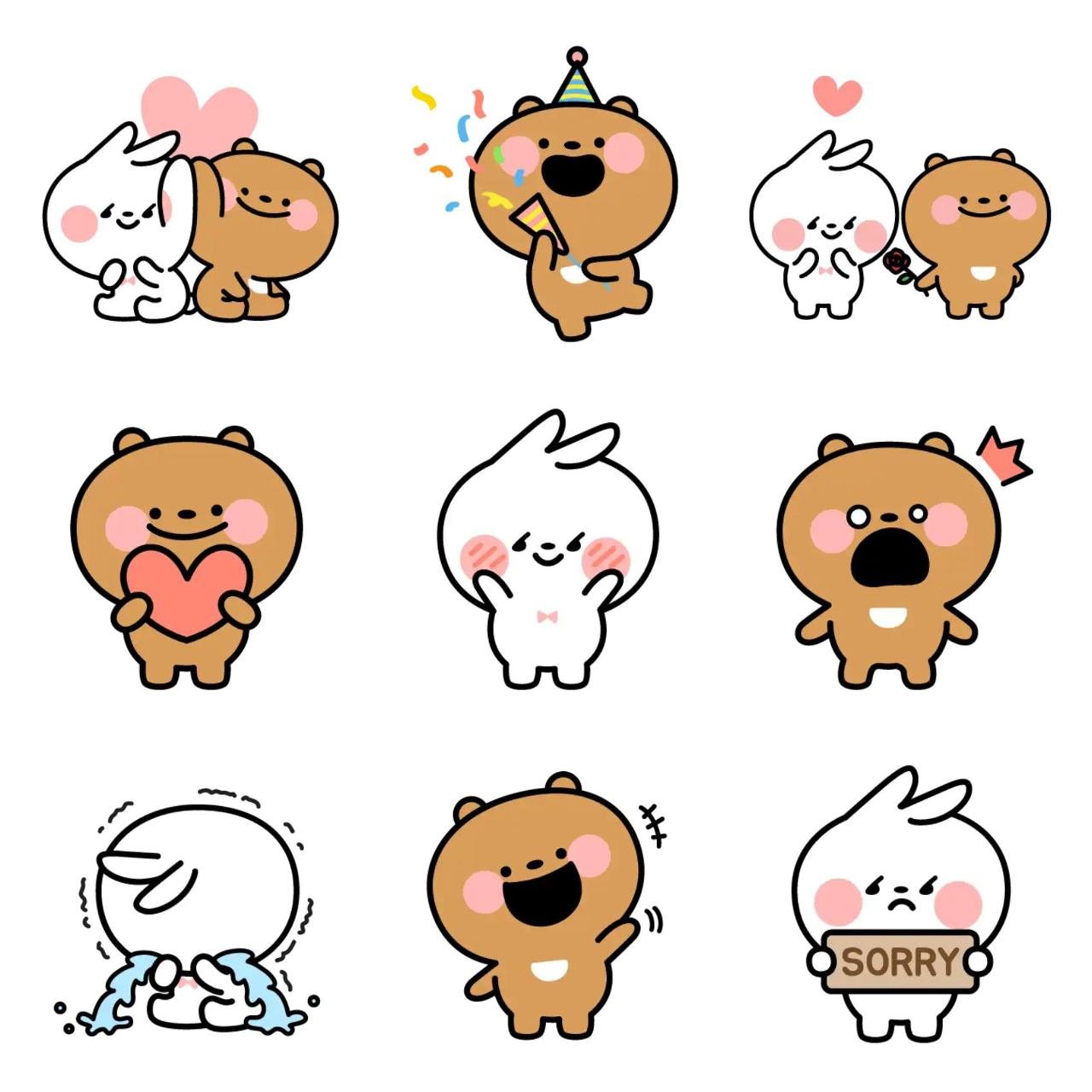 Alcong & Dalcong Animals,Romance sticker pack for Whatsapp, Telegram, Signal, and others chatting and message apps