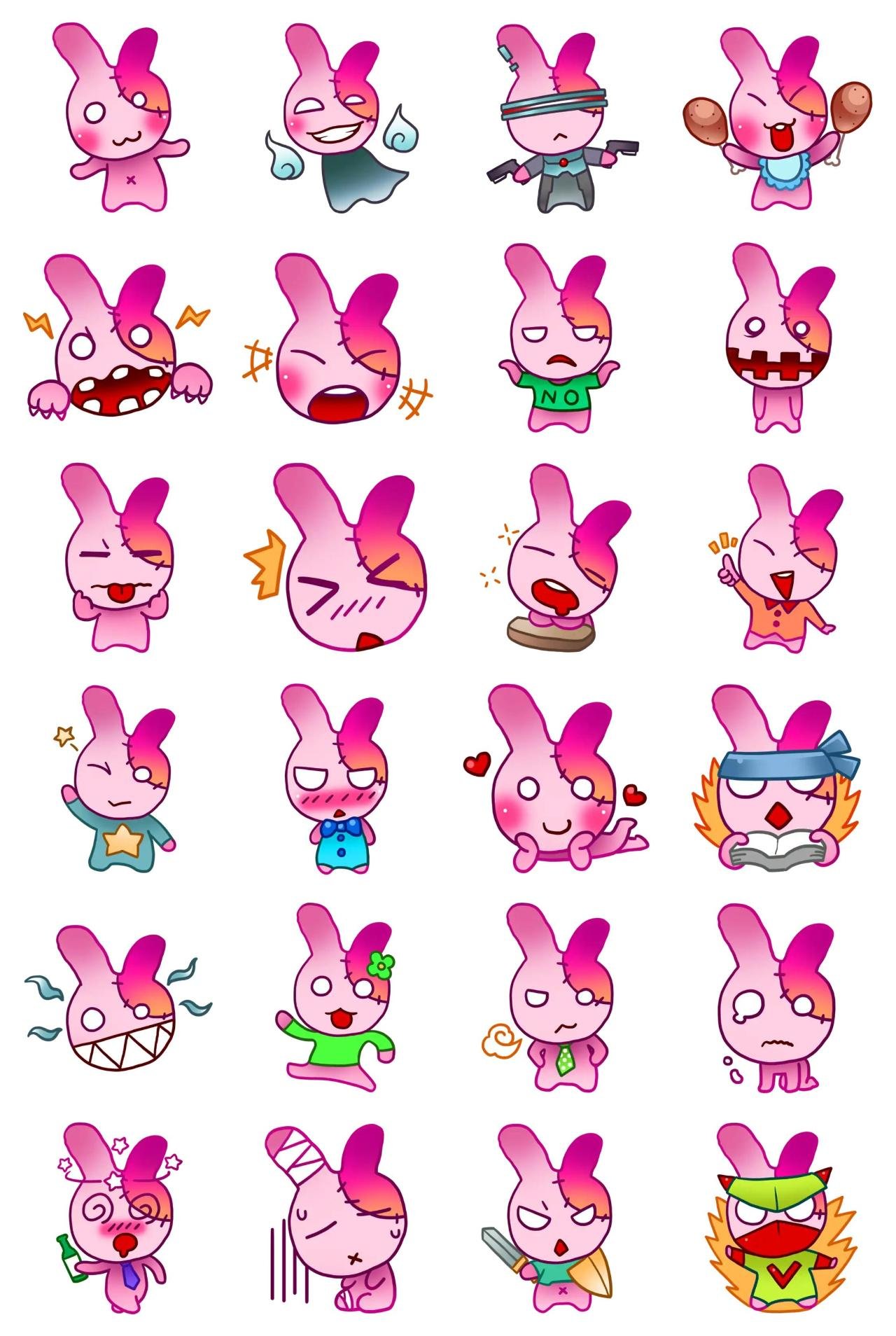 Zombie Rabbit Pinto Animals,Gag sticker pack for Whatsapp, Telegram, Signal, and others chatting and message apps