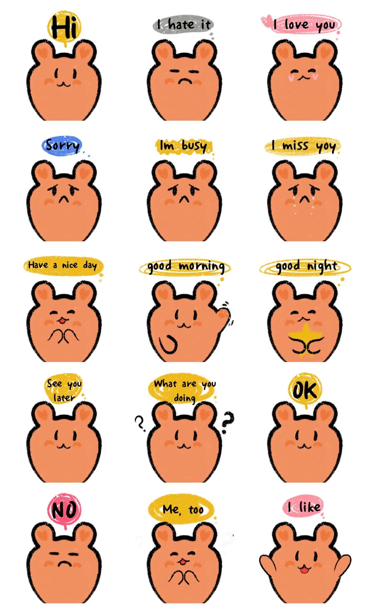 Daily life of a cute bear Animals,Celebrity sticker pack for Whatsapp, Telegram, Signal, and others chatting and message apps