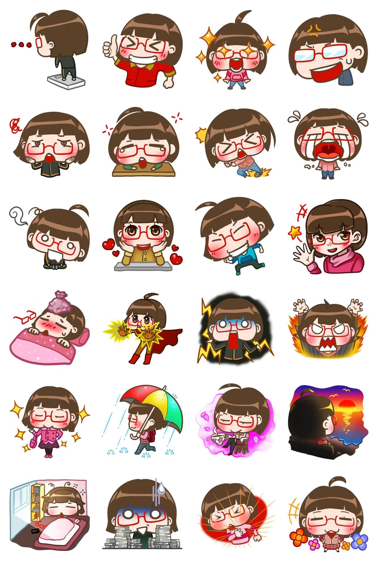Lovely girl always happy Animation/Cartoon,People sticker pack for Whatsapp, Telegram, Signal, and others chatting and message apps