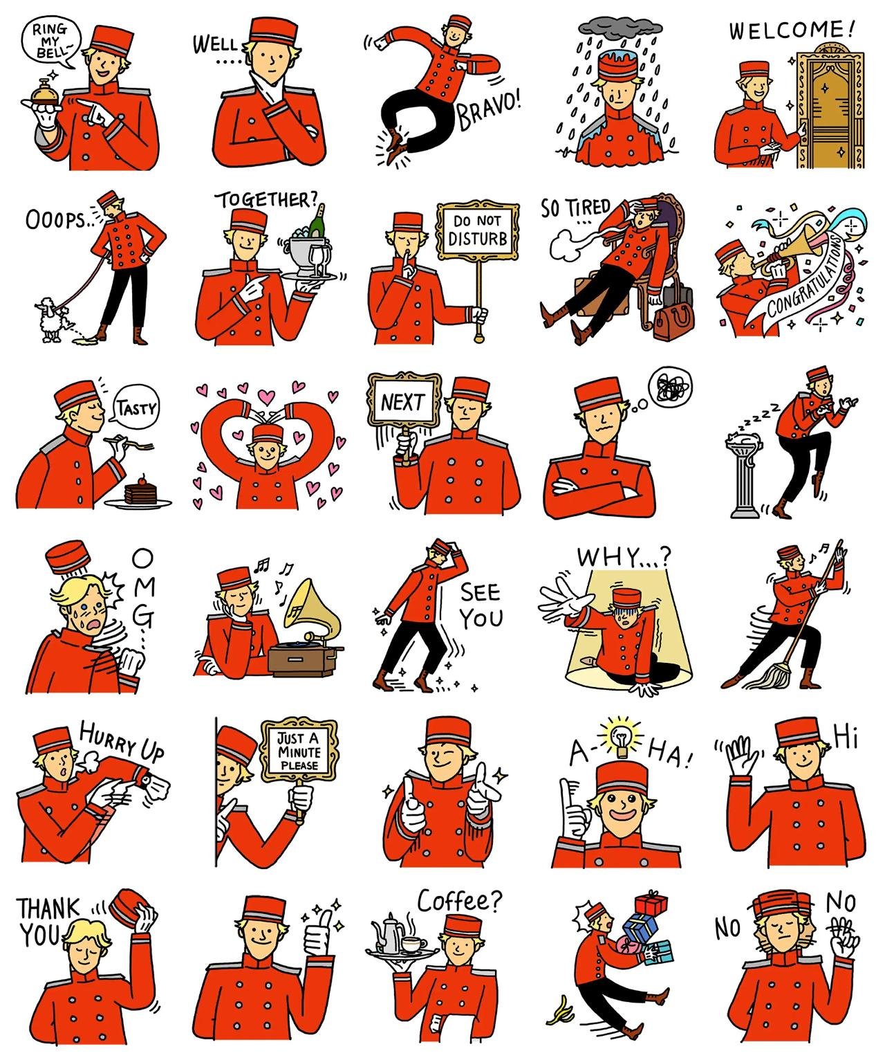 Bellboy Joseph Gag,Romance sticker pack for Whatsapp, Telegram, Signal, and others chatting and message apps