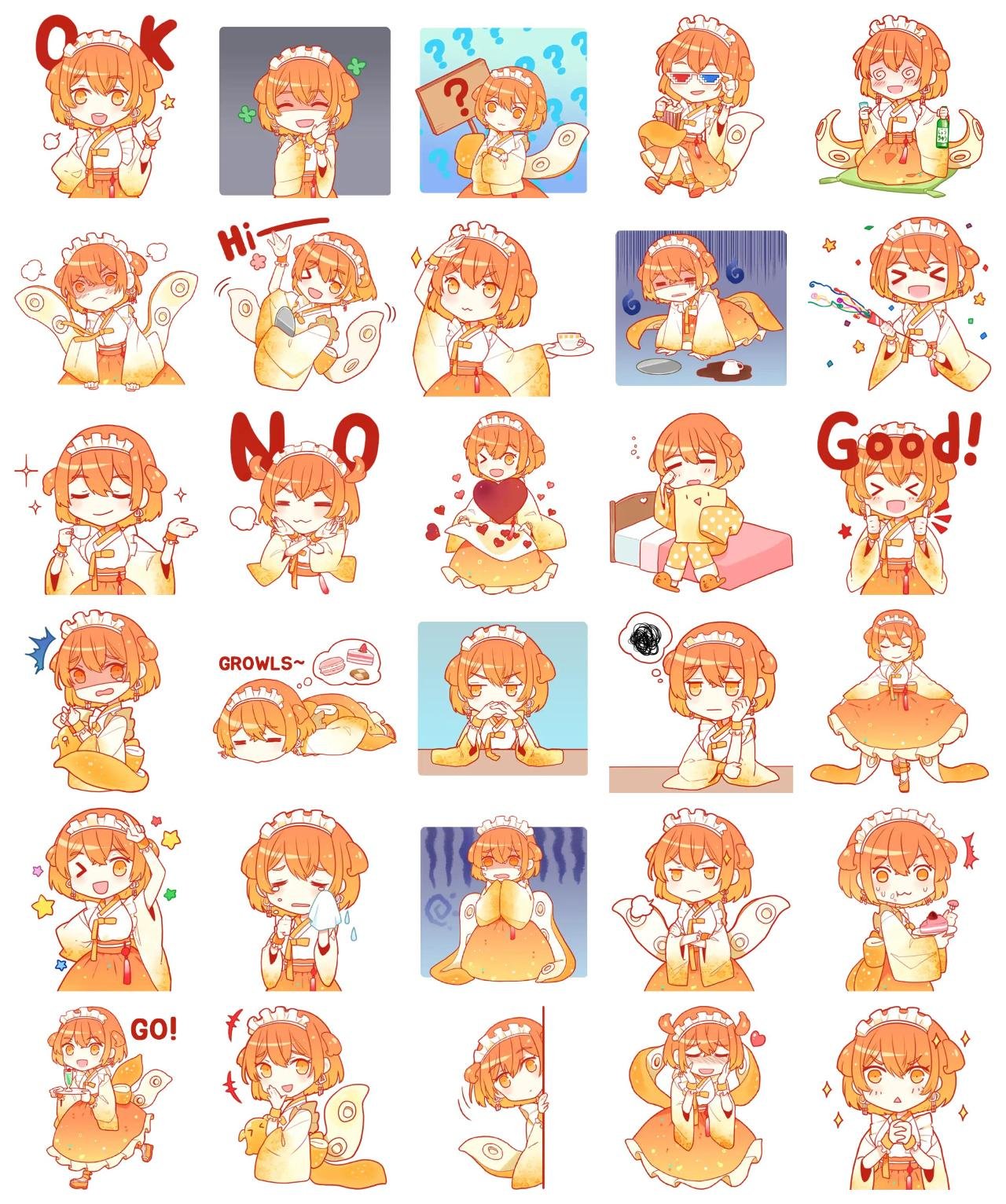 Octopus maid Umu Animation/Cartoon sticker pack for Whatsapp, Telegram, Signal, and others chatting and message apps