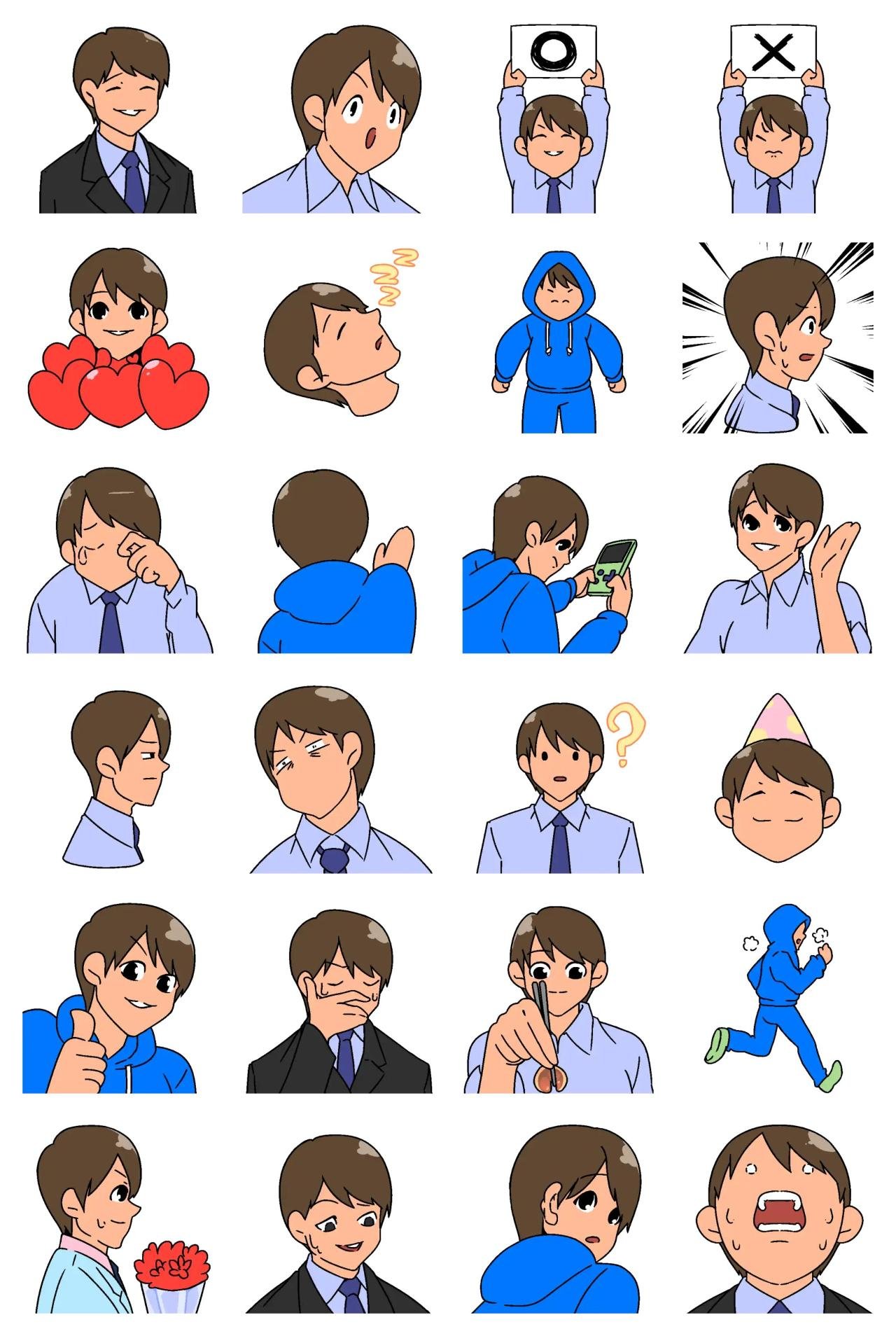 A boy's reactions Animation/Cartoon,People sticker pack for Whatsapp, Telegram, Signal, and others chatting and message apps