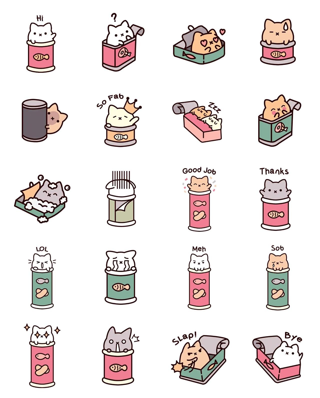 Can Cats Animals,Food/Drink sticker pack for Whatsapp, Telegram, Signal, and others chatting and message apps