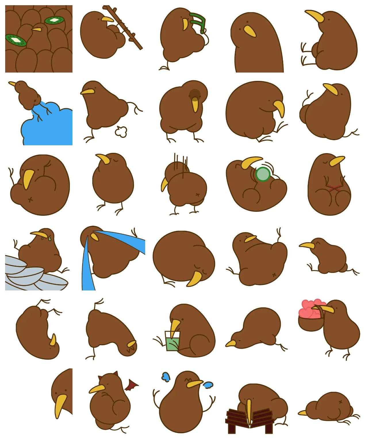 keeweekeewee Kiwi bird Animation/Cartoon,Animals sticker pack for Whatsapp, Telegram, Signal, and others chatting and message apps