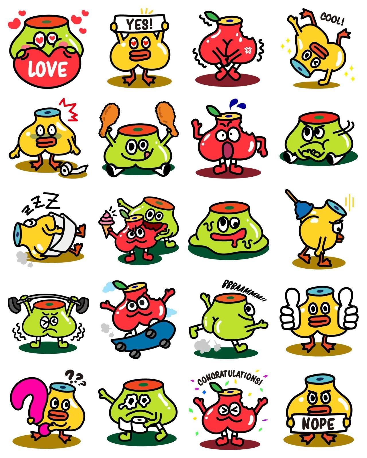 HIPOO Animation/Cartoon,Gag sticker pack for Whatsapp, Telegram, Signal, and others chatting and message apps