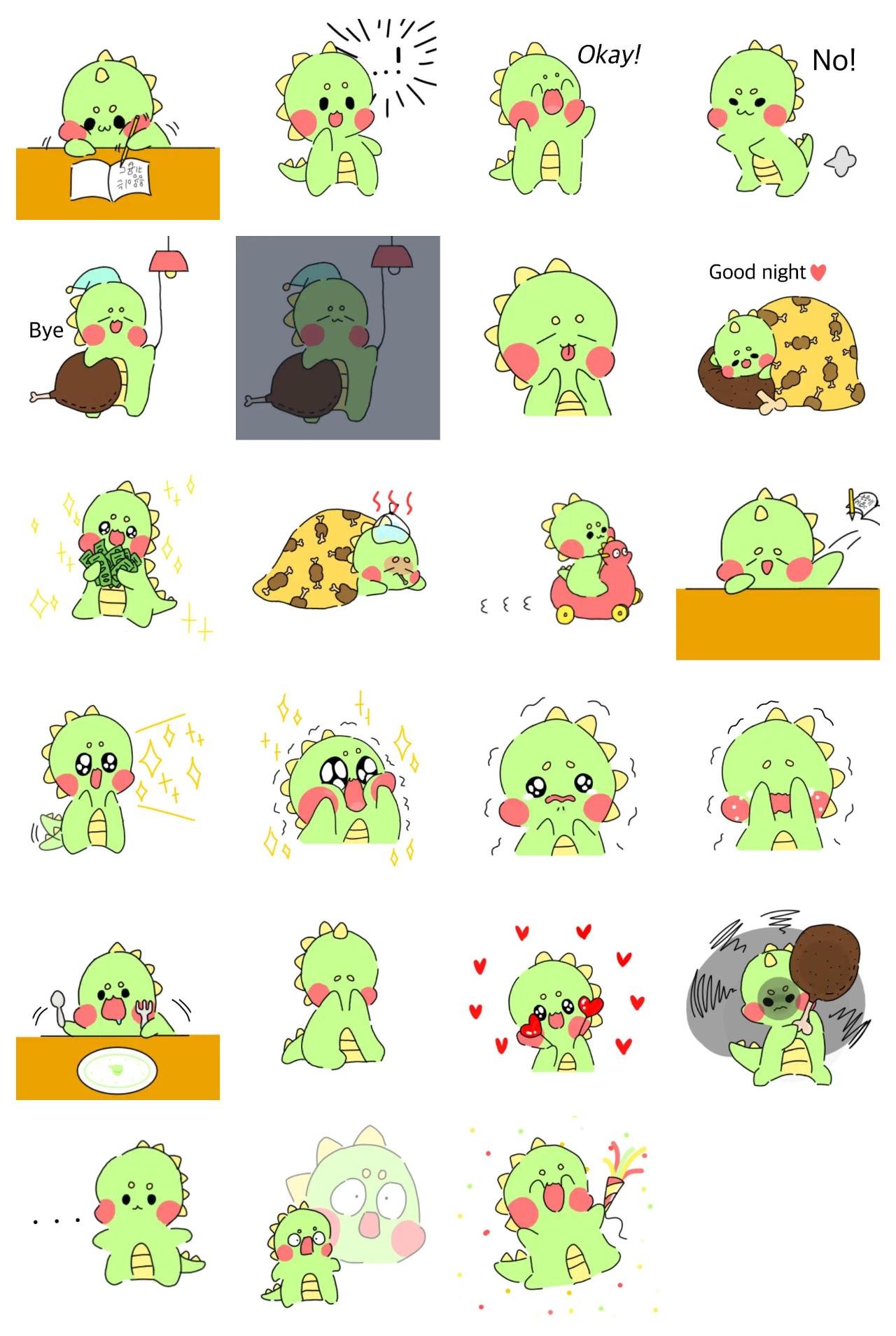 Cute baby dinosaur Yongyong Animals,Etc. sticker pack for Whatsapp, Telegram, Signal, and others chatting and message apps