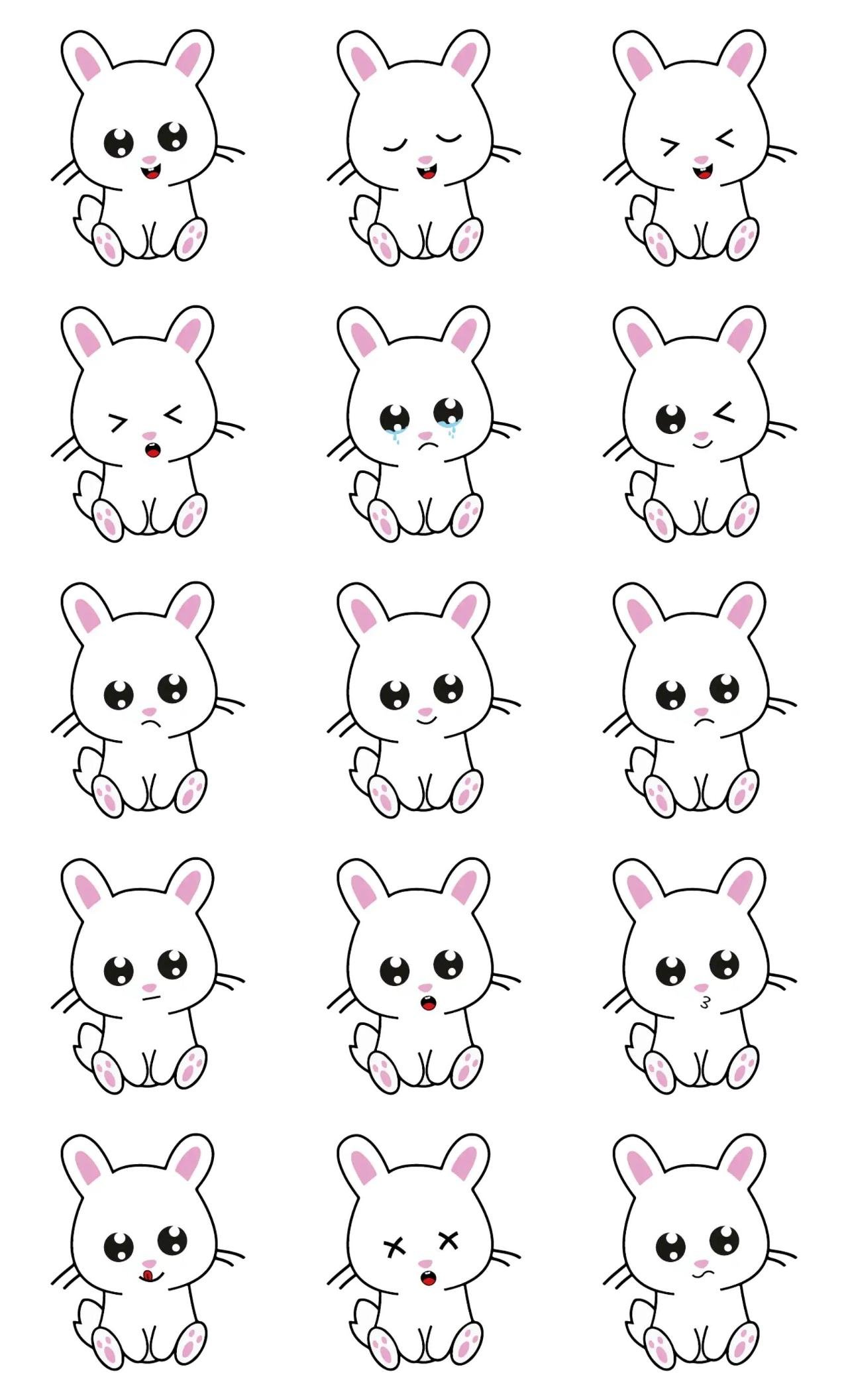 Moody Rabbit Animation/Cartoon,Animals sticker pack for Whatsapp, Telegram, Signal, and others chatting and message apps