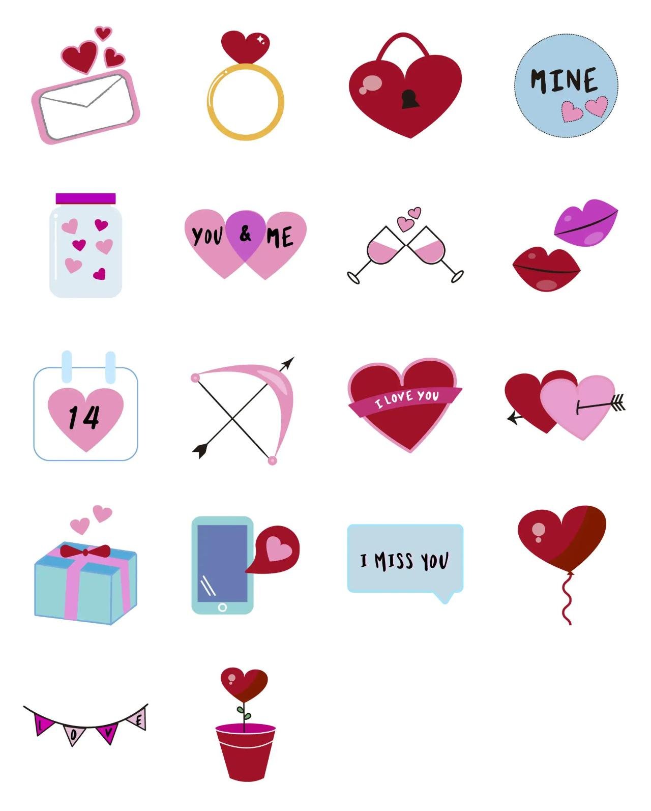 IN LOVE Animation/Cartoon,Romance sticker pack for Whatsapp, Telegram, Signal, and others chatting and message apps