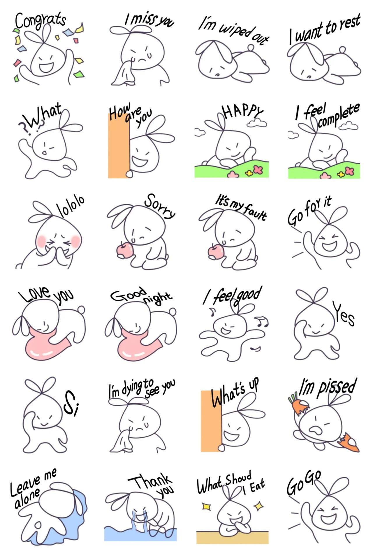 Happy Rabbit 5 Animals,Romance sticker pack for Whatsapp, Telegram, Signal, and others chatting and message apps