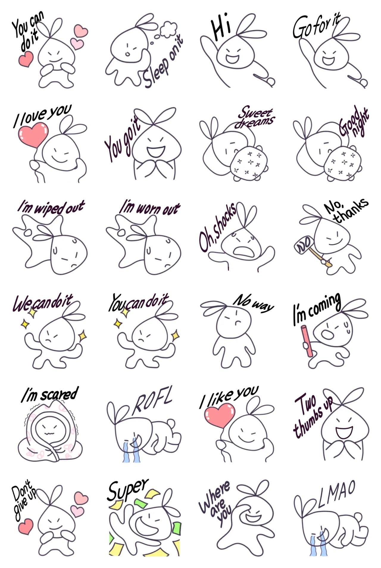 Happy Rabbit 6 Animals,Romance sticker pack for Whatsapp, Telegram, Signal, and others chatting and message apps