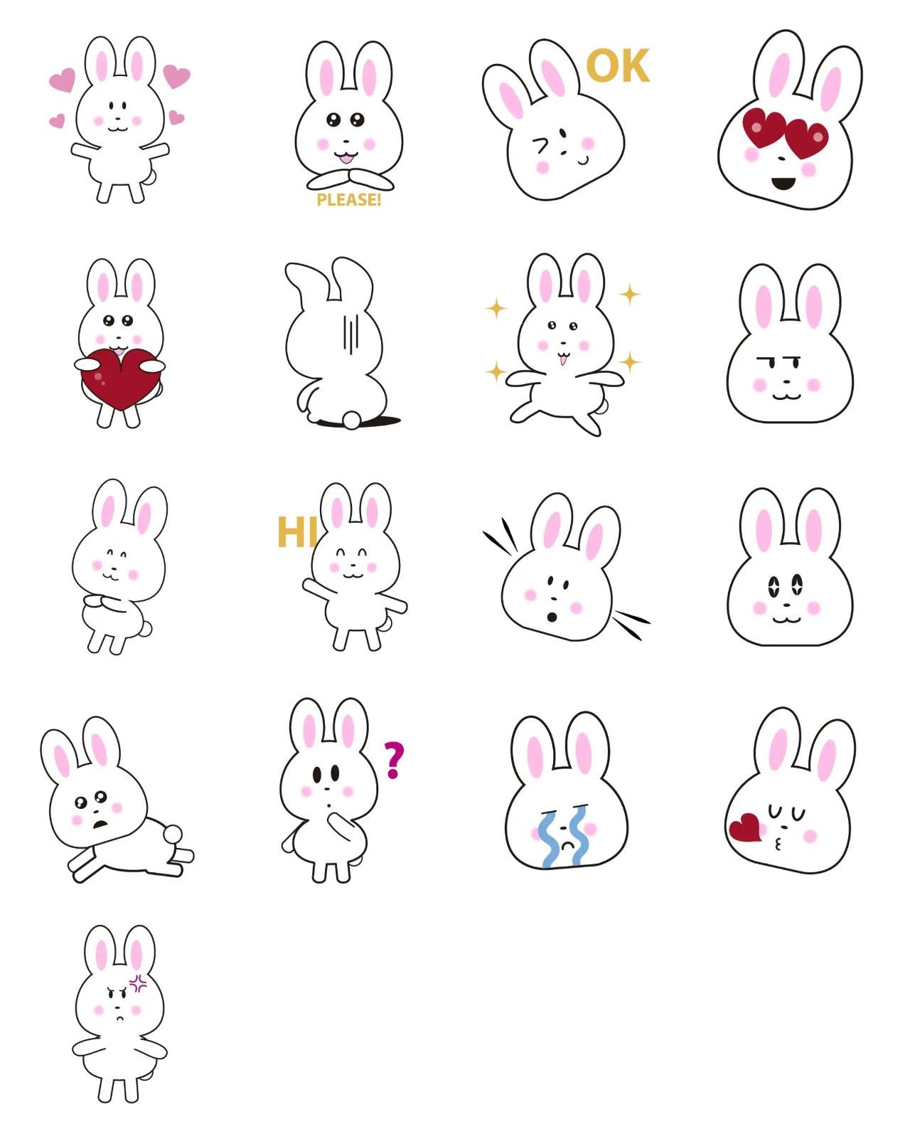 Cute Rabbit Animation/Cartoon,Animals sticker pack for Whatsapp, Telegram, Signal, and others chatting and message apps