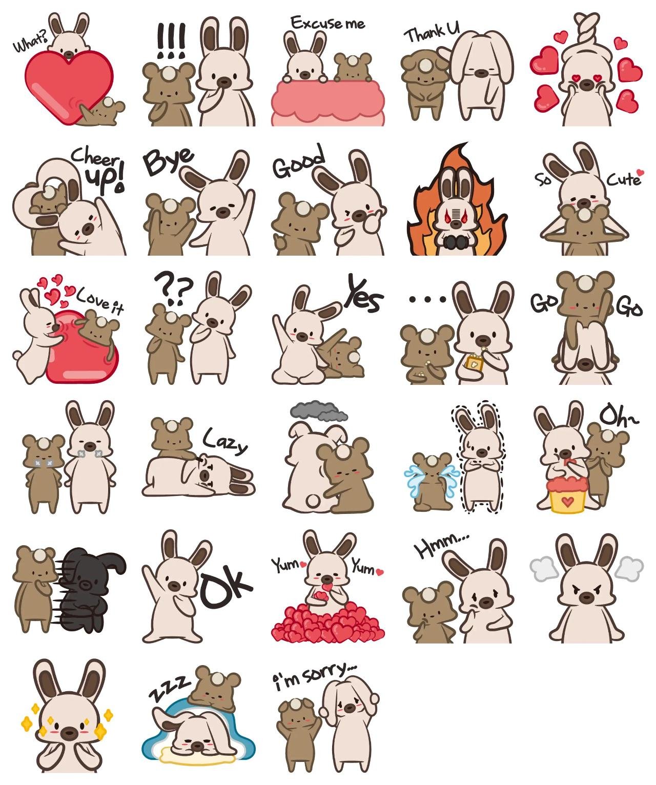 Lovely Togom and Gombi Animation/Cartoon,Animals sticker pack for Whatsapp, Telegram, Signal, and others chatting and message apps