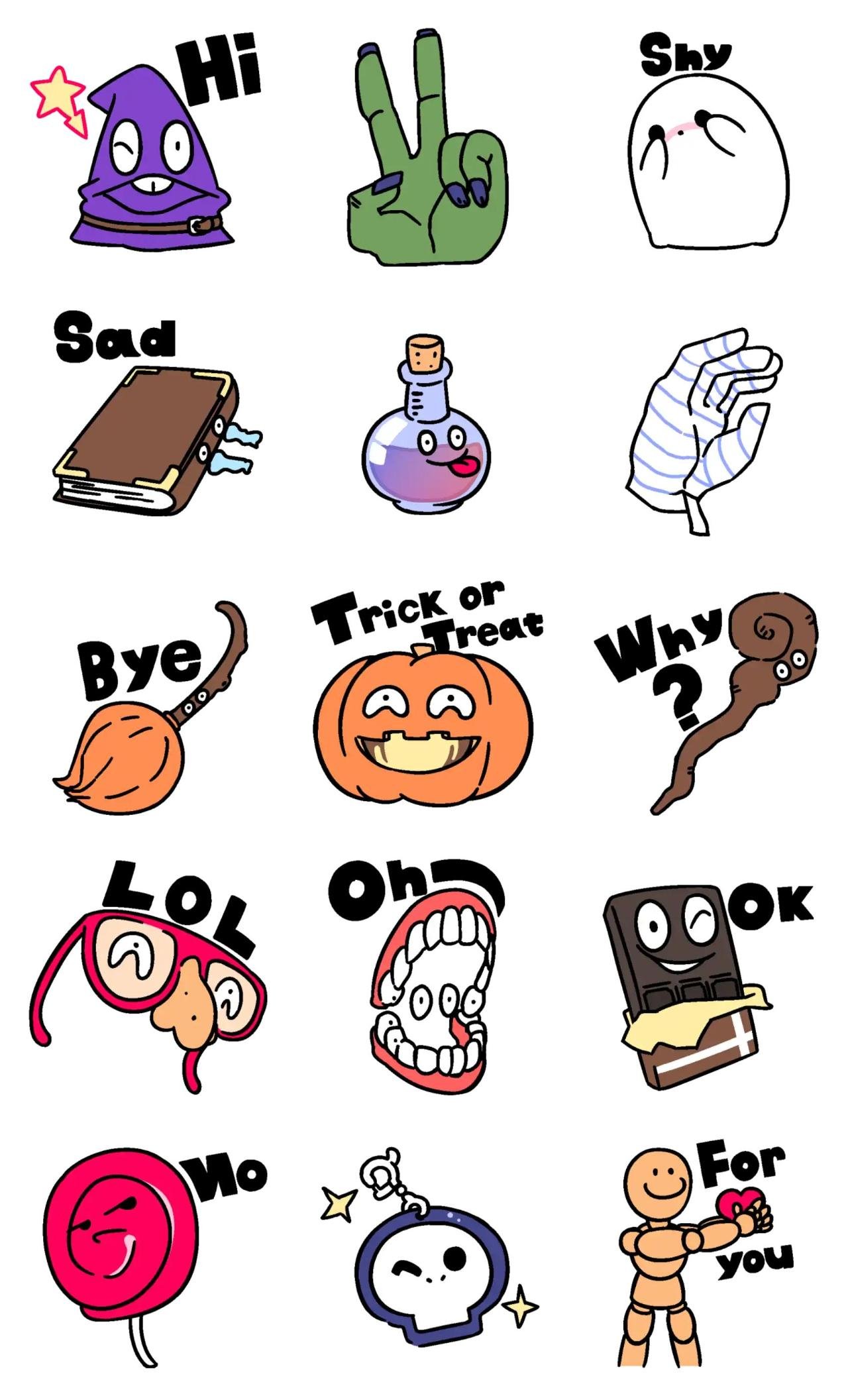 Stickers for the Halloween Animation/Cartoon,Halloween sticker pack for Whatsapp, Telegram, Signal, and others chatting and message apps