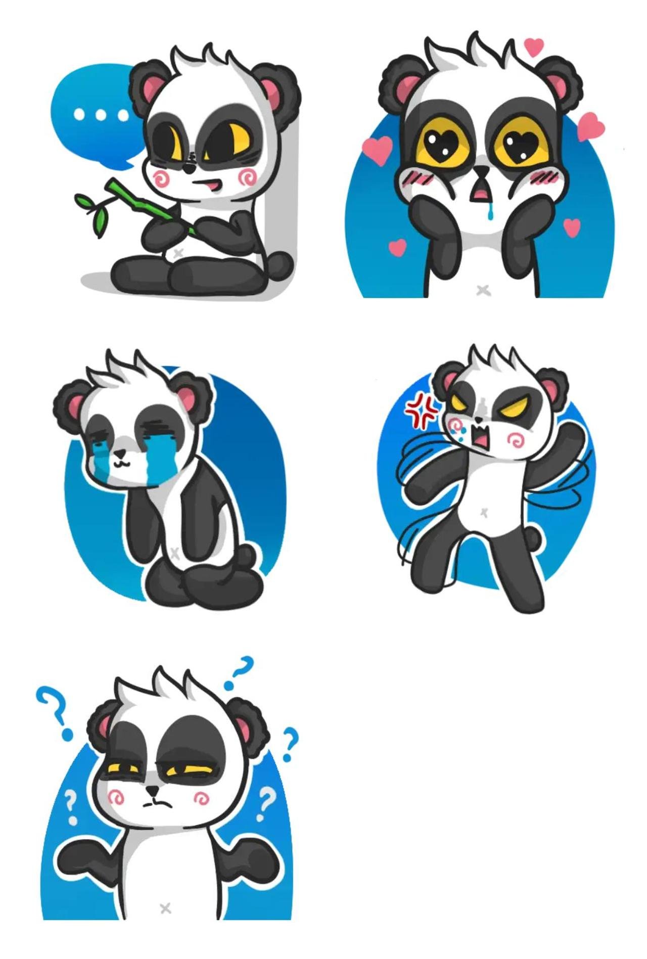 Mellow Panda Animation/Cartoon,Animals sticker pack for Whatsapp, Telegram, Signal, and others chatting and message apps