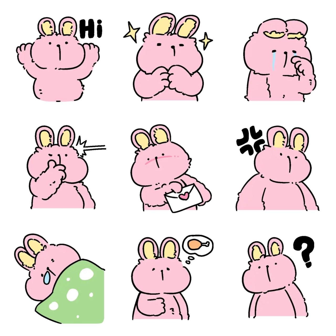 Cute rabbit Animation/Cartoon,Animals sticker pack for Whatsapp, Telegram, Signal, and others chatting and message apps