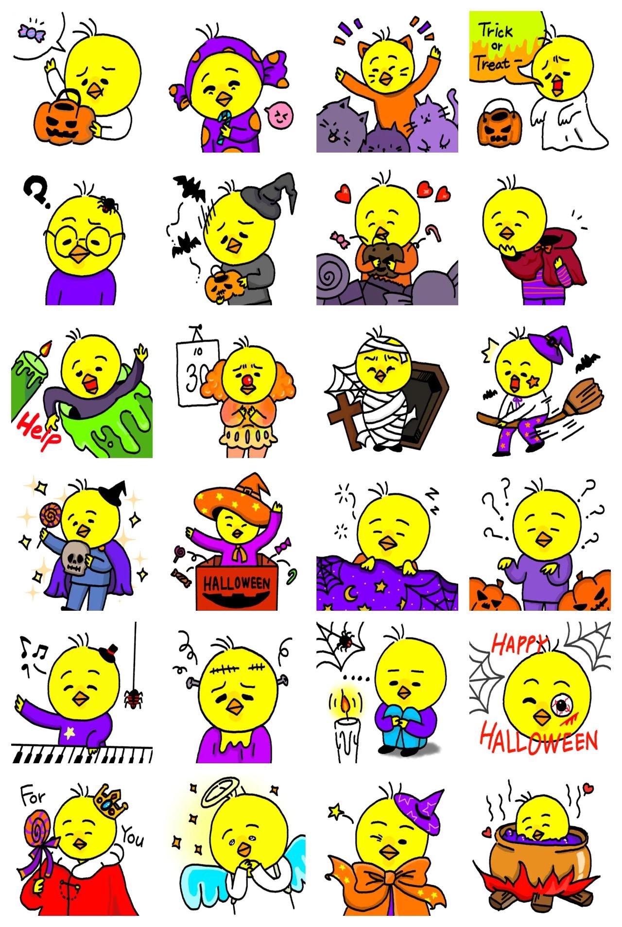 Halloween chick Animals sticker pack for Whatsapp, Telegram, Signal, and others chatting and message apps