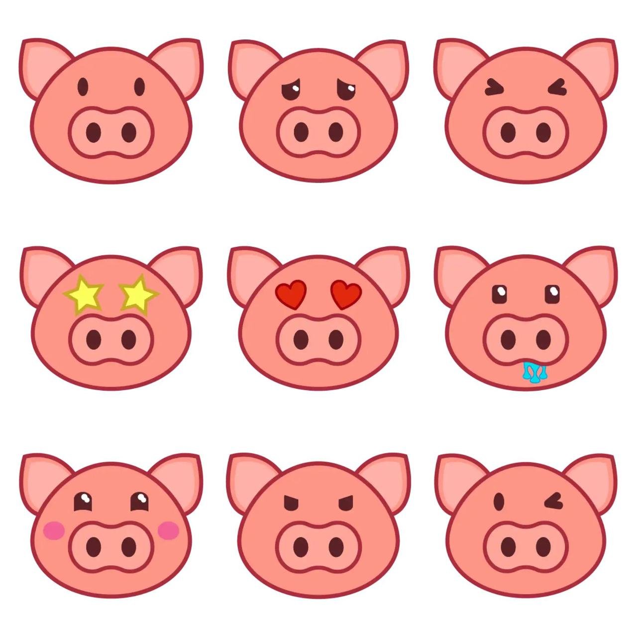 Hecker the Pig Animation/Cartoon,Animals sticker pack for Whatsapp, Telegram, Signal, and others chatting and message apps