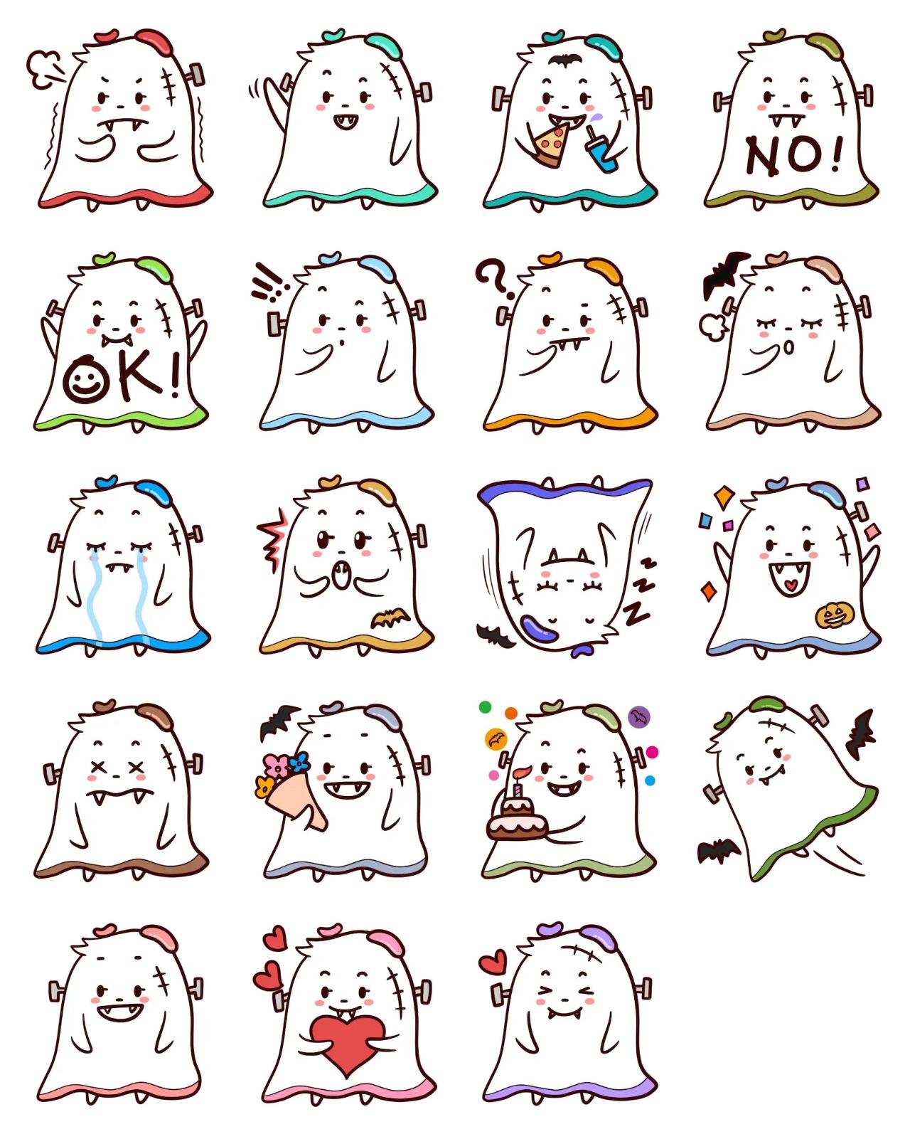 Halloween jelly bean ghost Animation/Cartoon,Halloween sticker pack for Whatsapp, Telegram, Signal, and others chatting and message apps