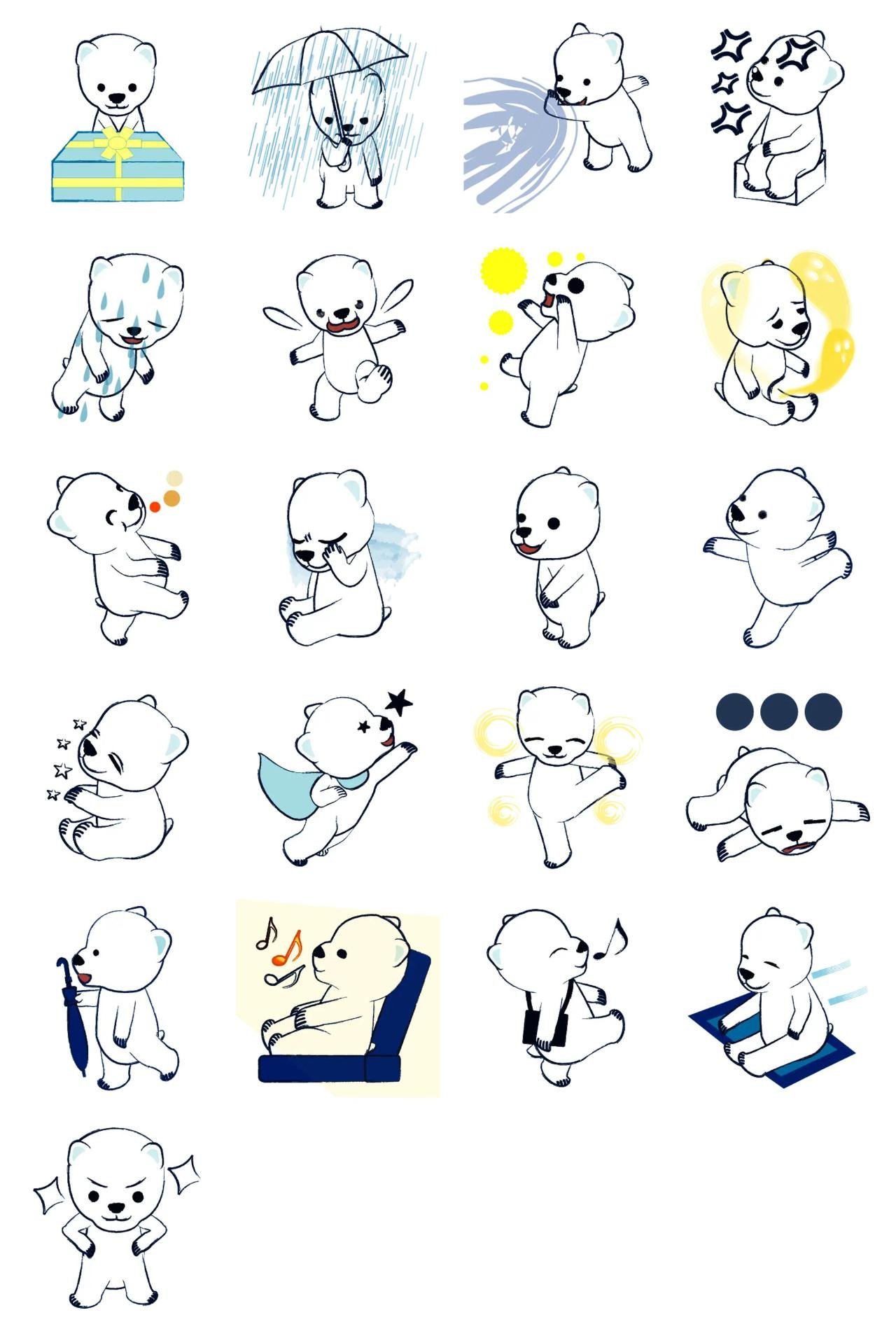 POLAR BEAR LOVES WINTER Animation/Cartoon,Animals sticker pack for Whatsapp, Telegram, Signal, and others chatting and message apps