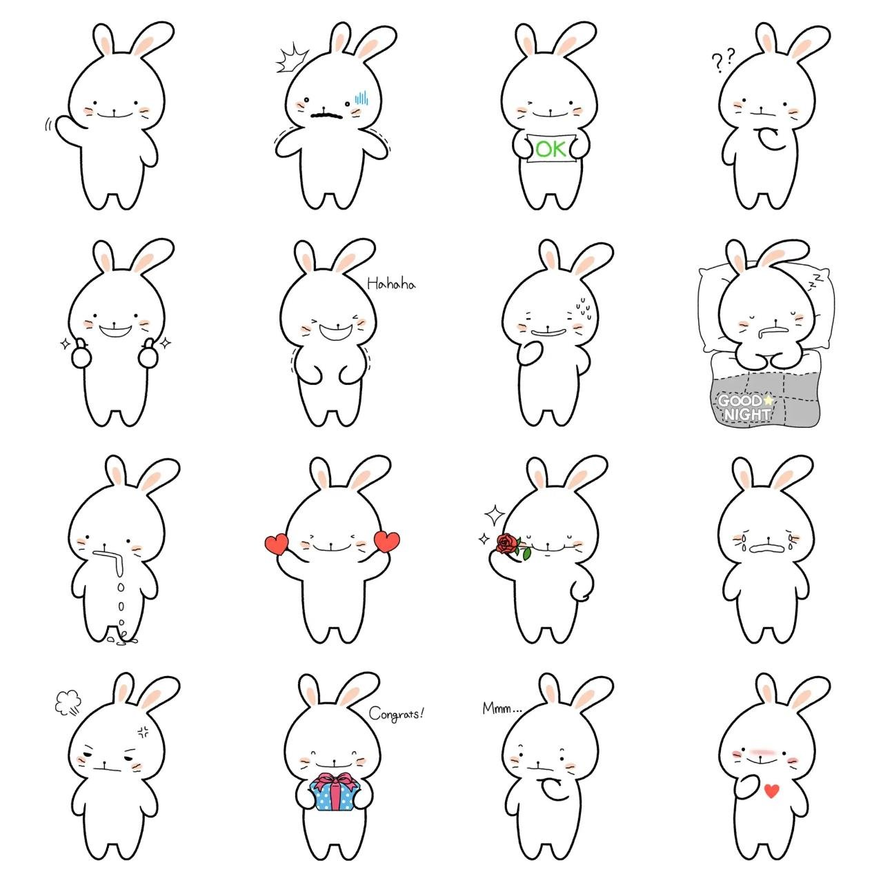 Slow Rabbit Bboogi Animals sticker pack for Whatsapp, Telegram, Signal, and others chatting and message apps