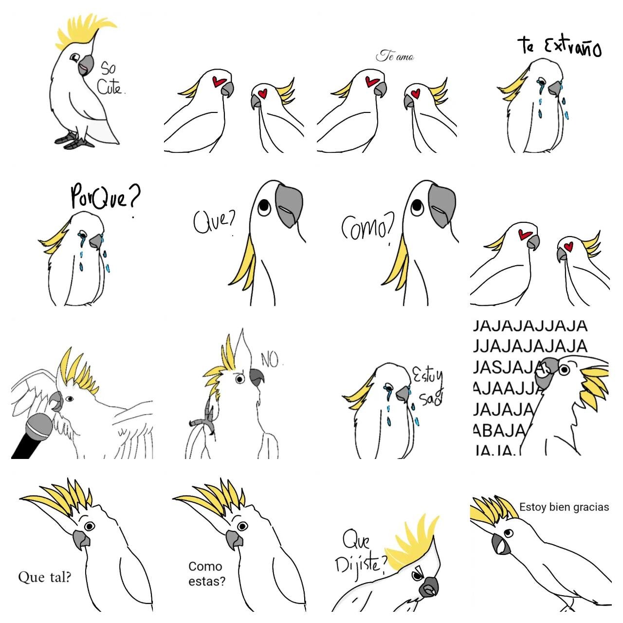 Bipolar Cockatoo Animals sticker pack for Whatsapp, Telegram, Signal, and others chatting and message apps