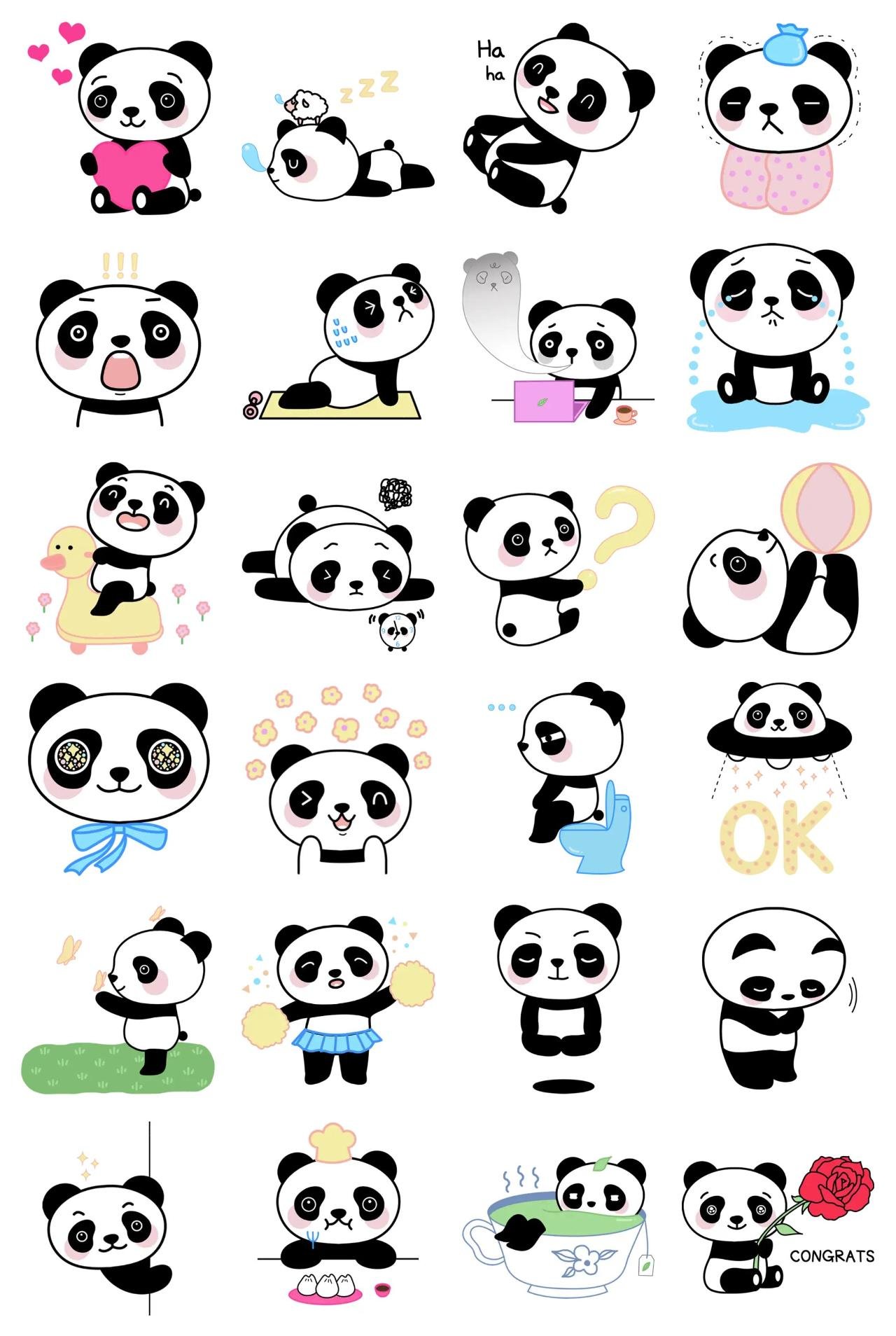 Panda Mayo's laid-back routine Animation/Cartoon,Animals sticker pack for Whatsapp, Telegram, Signal, and others chatting and message apps