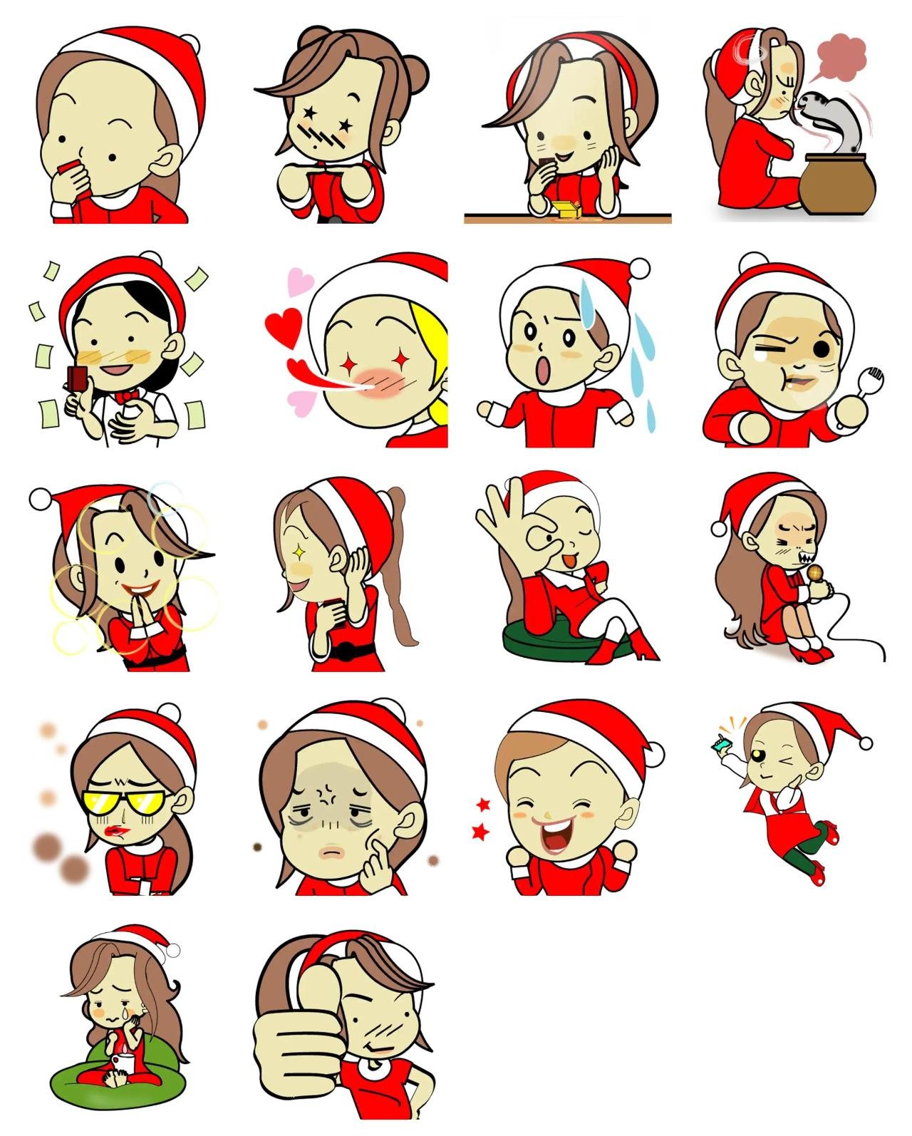 SANTA GIRLS Animation/Cartoon,People sticker pack for Whatsapp, Telegram, Signal, and others chatting and message apps